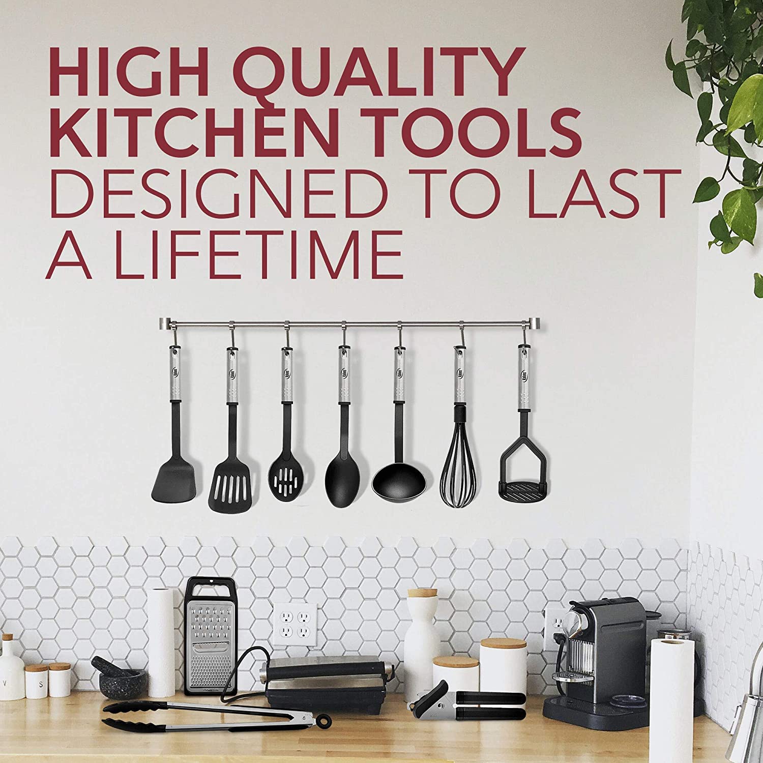 Kitchen Utensils Set - 24 Pcs Nylon Cooking Utensils Set, Kitchen Spatula Set With Stainless Steel Handles - Heat Resistant Non-
