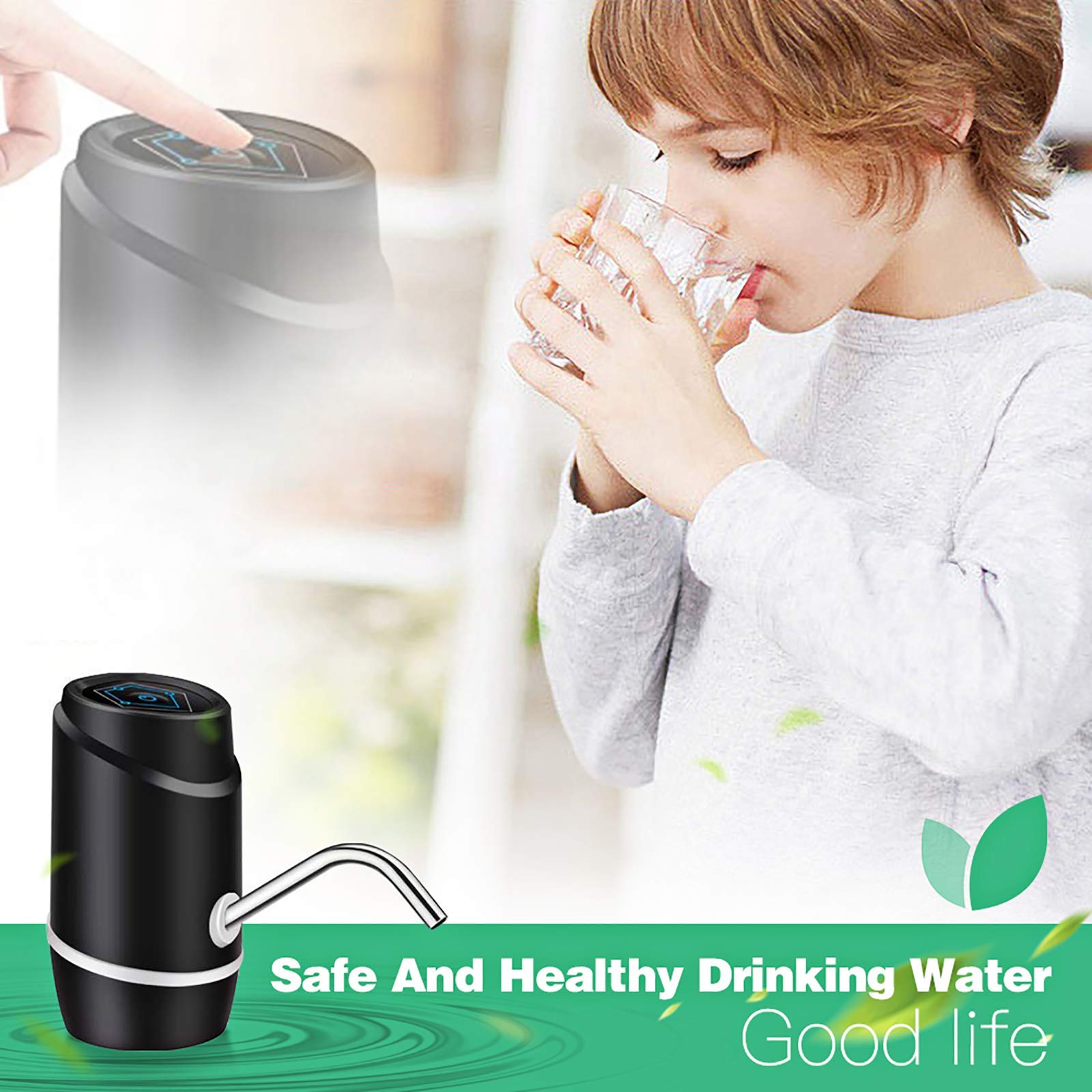 5 Gallon Electric Drinking Portable Water Dispenser  Universal USB Charging Water Bottle Pump For 2-5 Gallon With 2 Silicone