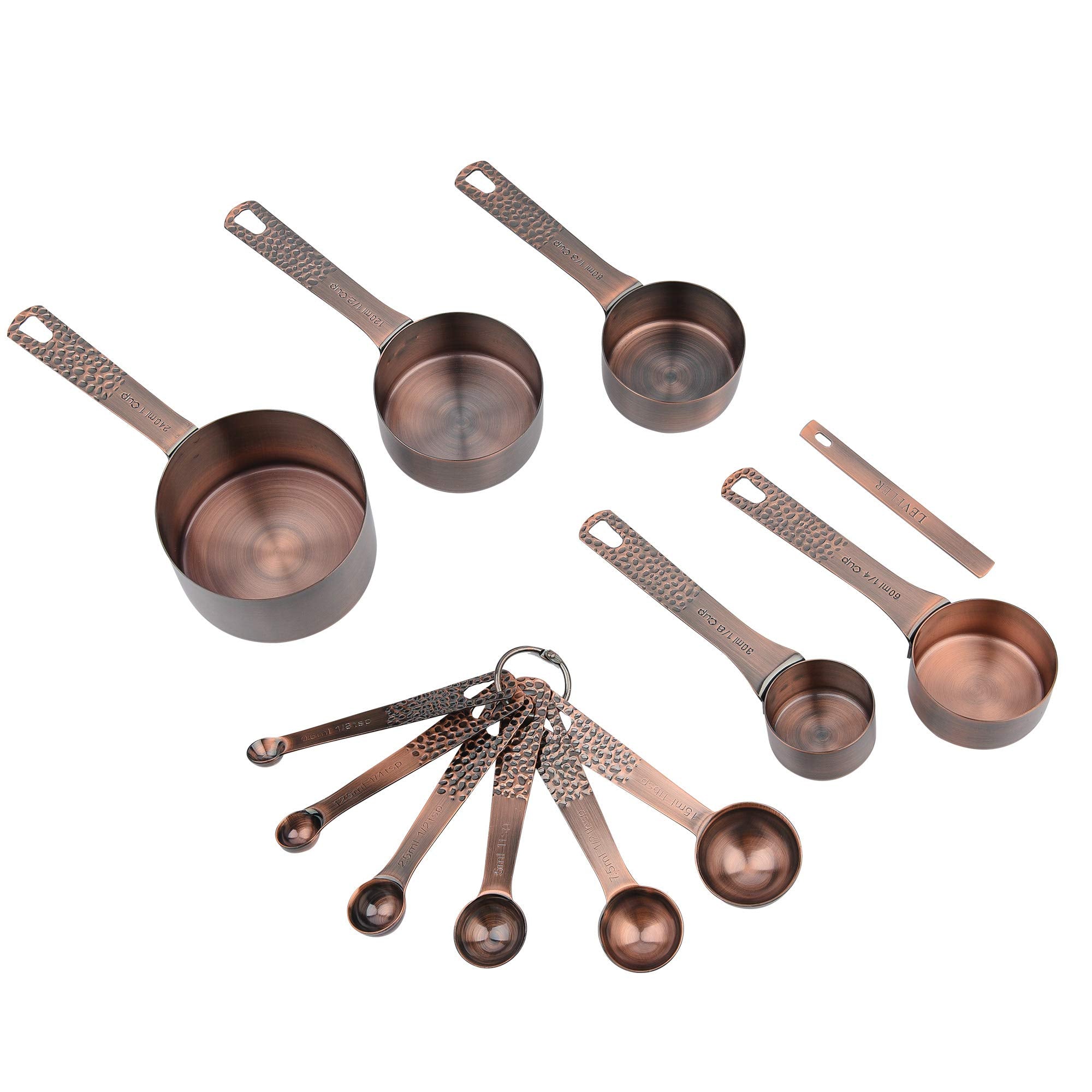 Nstezrne Measuring Cups And Spoons Set, Stainless Steel Measuring Cups And Spoons, Metal Measuring Cups For Kitchen, Copper Meas