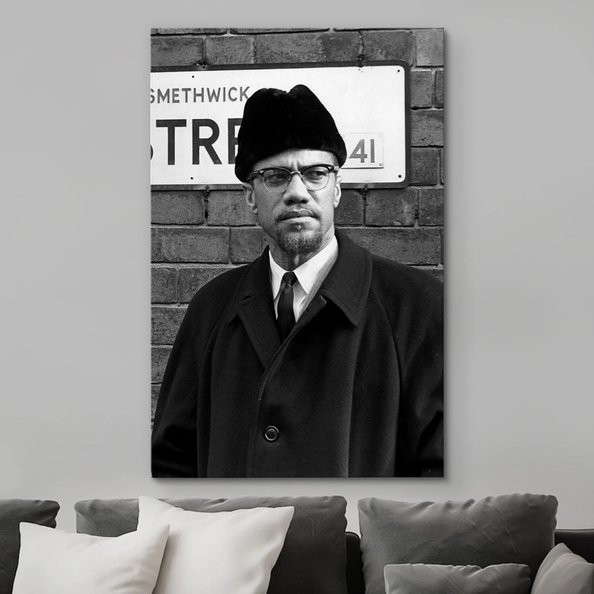 Wall26 Canvas Print Wall Art African American Black & White Malcolm X Civil Rights Historic Classic Photography Realism Traditio