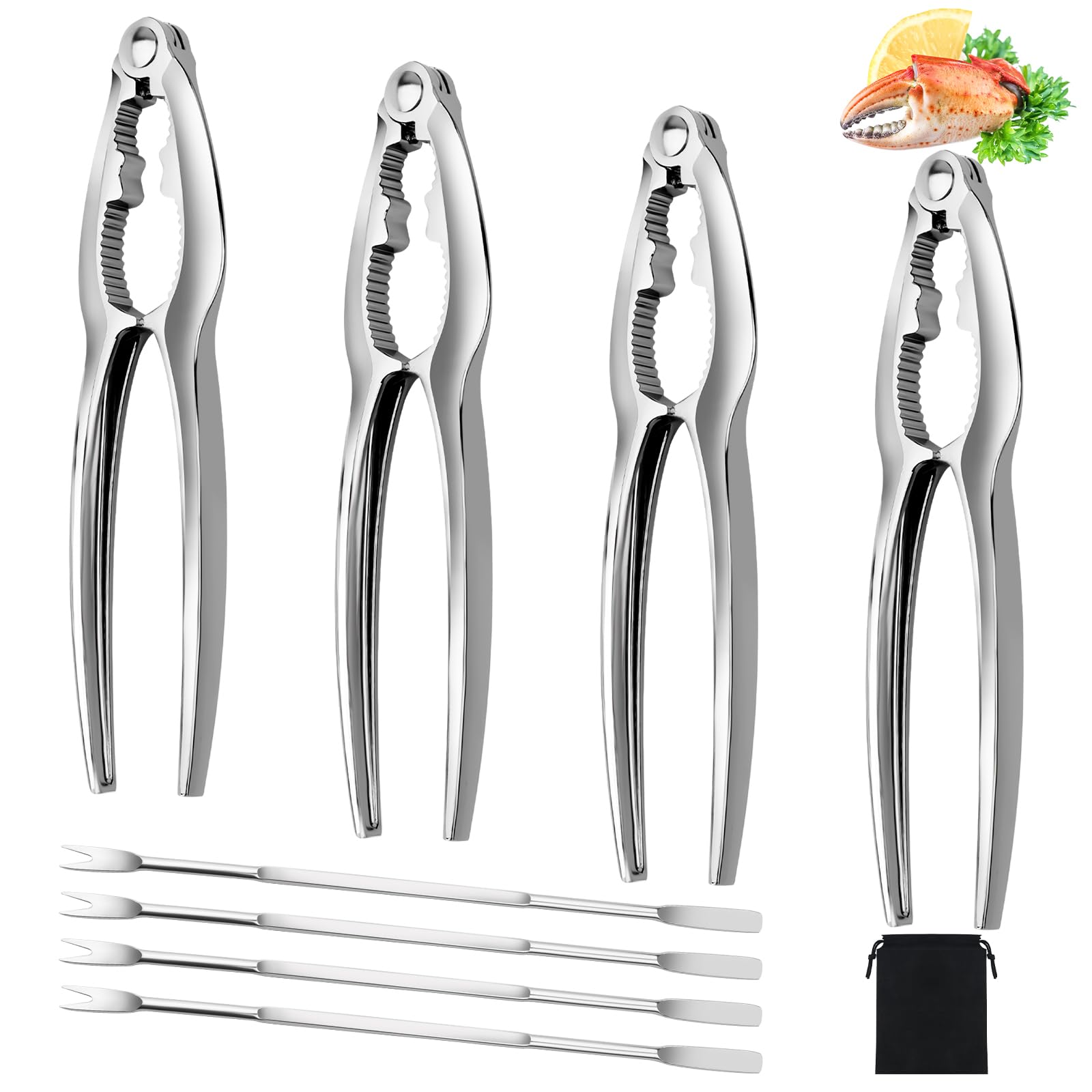 8 Pcs Crab Crackers and Tools Set, Lobster Crackers and Picks, Crab Leg Cracker Tool, 4 pcs Nut Crackers, 4 pcs Crab Leg Forks w
