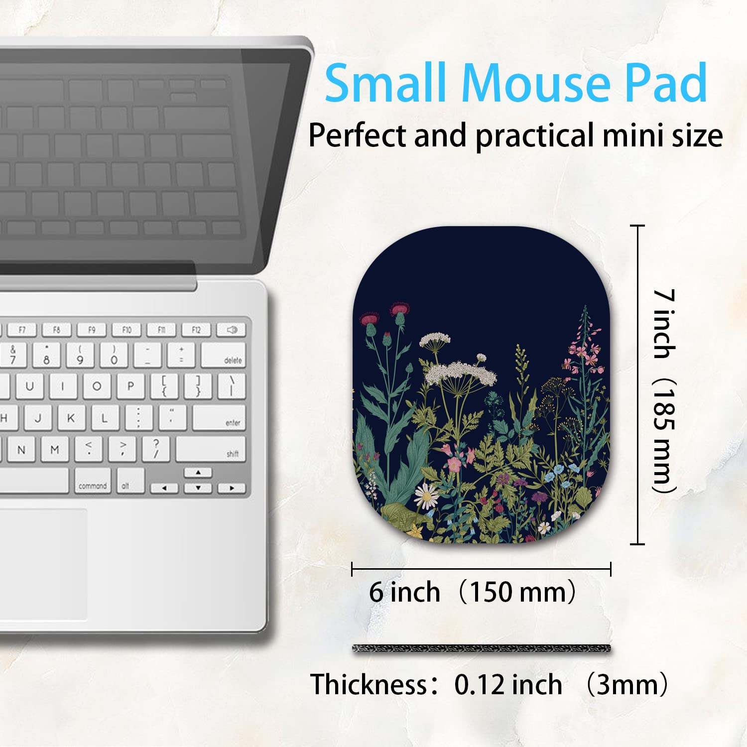 Summer Garden Small Mouse Pad,Mini Mouse Pad 6 X 7 Inch,For Laptop Keyboard Tray Wireless Mouse Home Office Travel,With Non-Slip