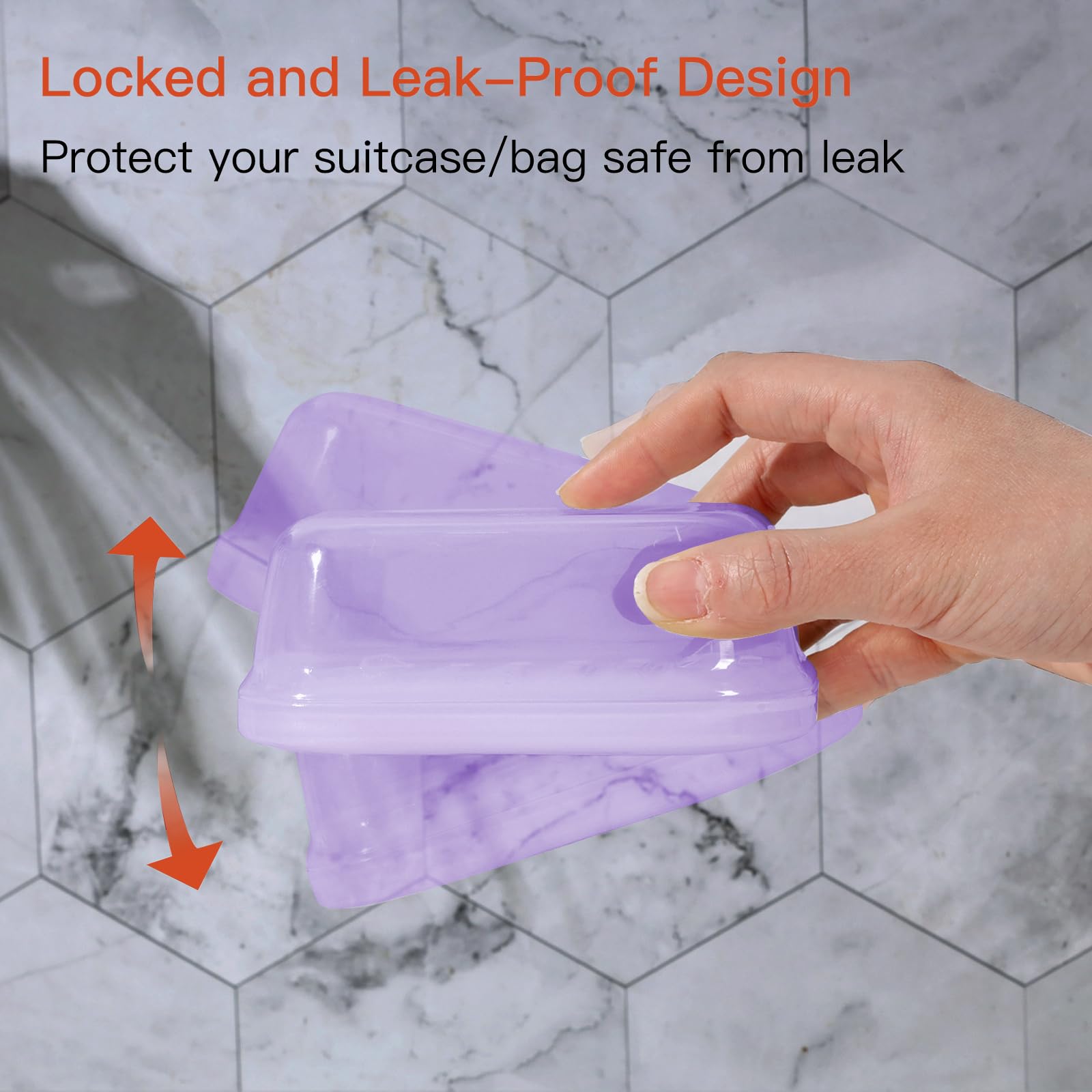 Quatish Leakproof Soap Dish with Lid, Shatterproof Travel Holder, Clear Purple, Model QT-20201-CL, Ideal for Camping & Gym
