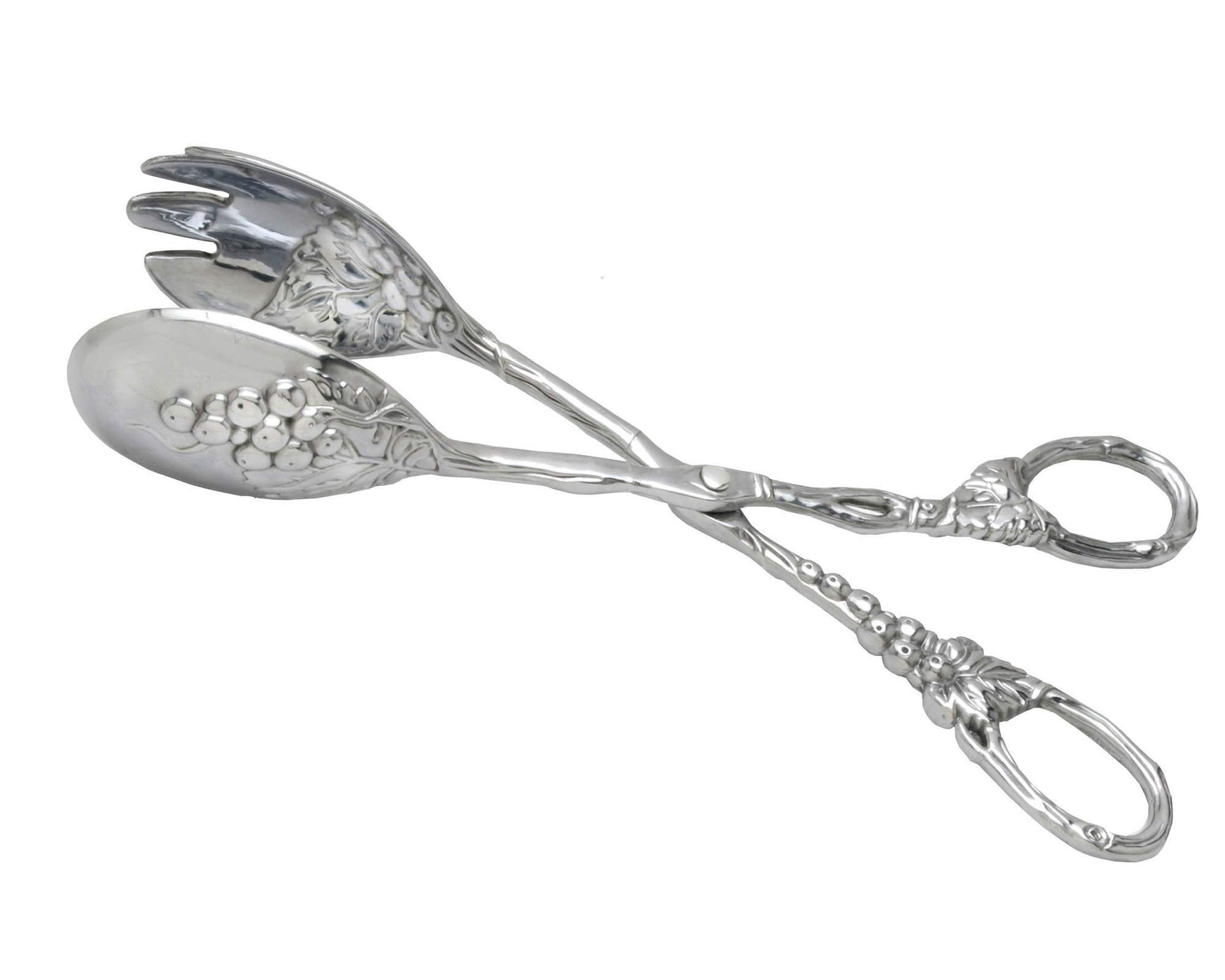 Arthur Court Designs Grape Pattern Heavy Duty Aluminum Serving Tongs, Polished Salad Servers, Buffet Party Catering Serving, Dur