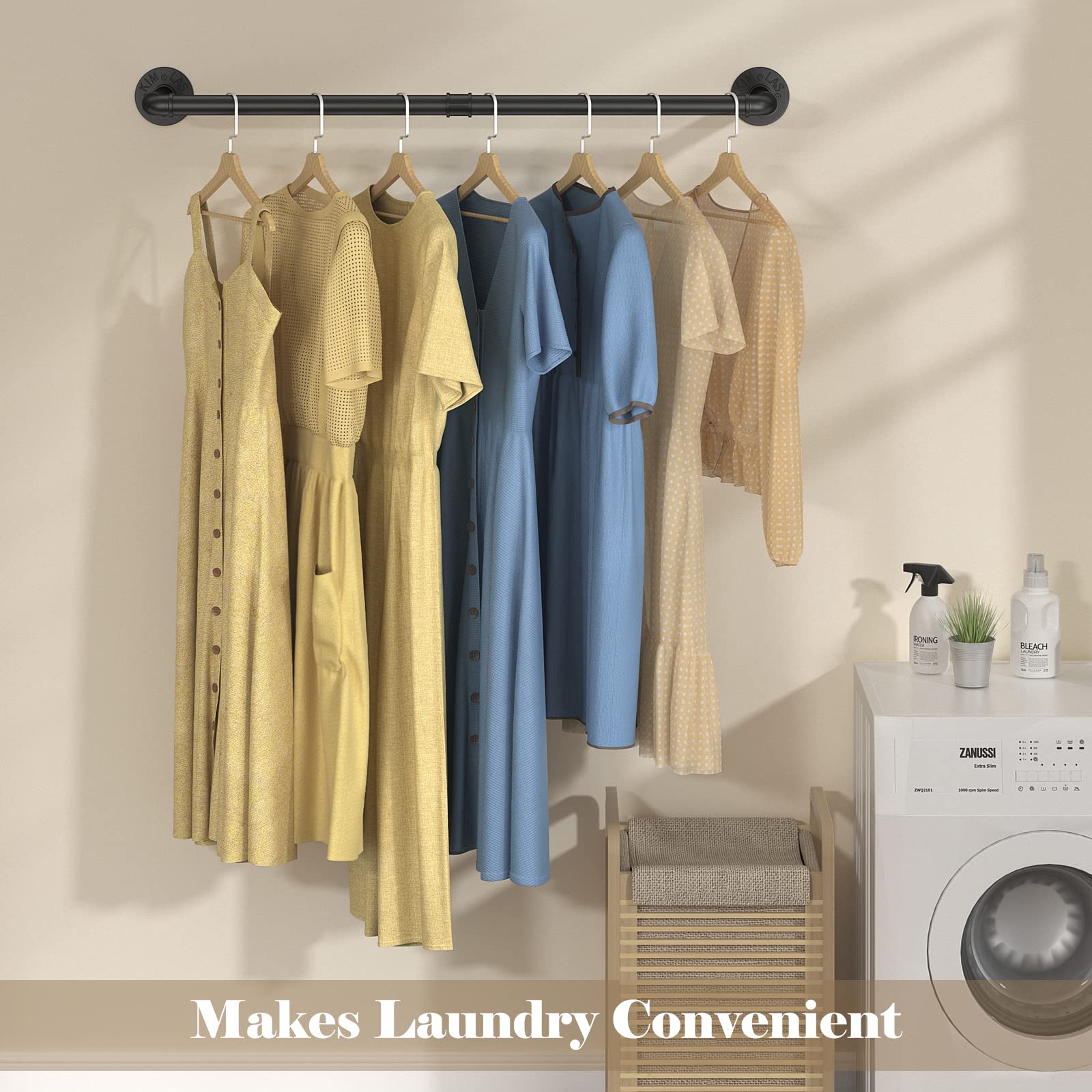 Elibbren 4 Pack Clothing Rack Wall Mount  Industrial Pipe Clothing Rack 38.4IN  Hanging Clothes Rack Heavy Duty Iron Garment Rack Bar for Closet Laundry Room  Multi Purpose Hanging Rod Black