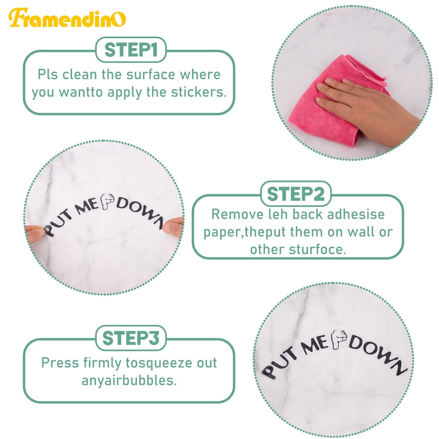 Framendino, 4 Pack Funny Reminder Decoration Put Me Down Toilet Seat Decal Sticker For Bathroom Black