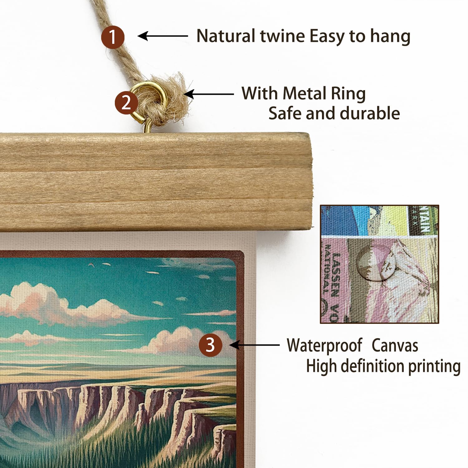 Xiaoaika Vintage Wind Cave National Park Travel Poster With Wooden Scroll Frame - Living Room, Bedroom, Home, Office Retro Art P