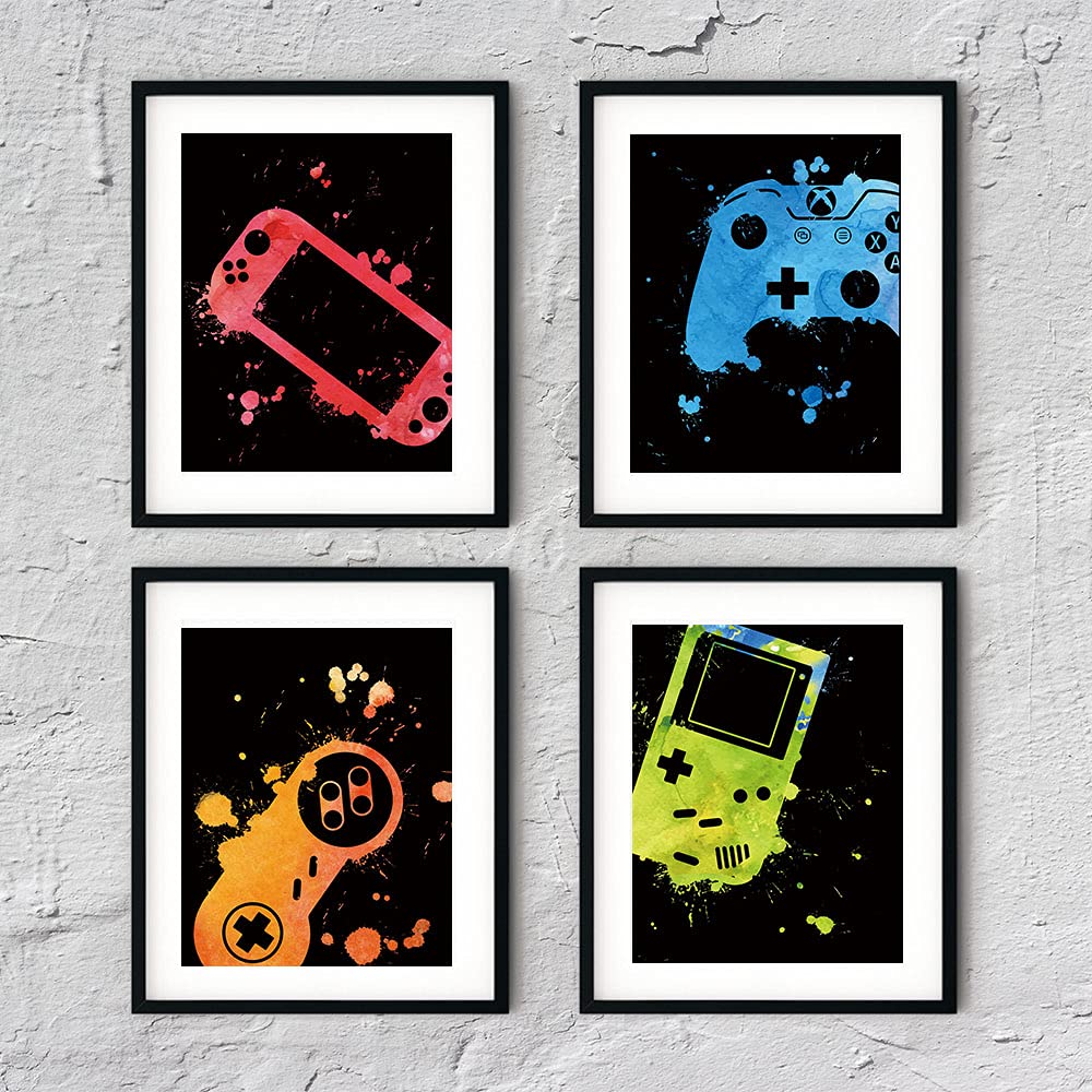 Iiiluyot Gamer Bedroom Wall Decor, Video Game Art Print For Ps5 Game Room Living Room Man Cave Teen Gamer Room Decor Aesthetic,