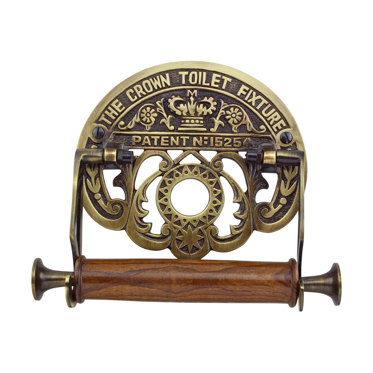 Bright Brass Wall Mount Toilet Paper Holder 7.25'' Wide Vintage Crown Style Solid Brass Easy Install Toilet Tissue Paper Holders