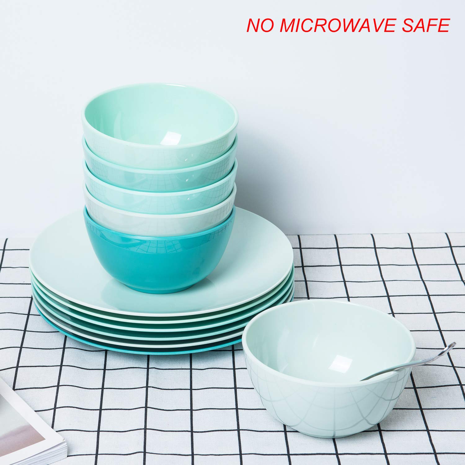 Kx-Ware 28-Ounce Melamine Bowls Set, 6-Inch 100% Melamine Cereal/Soup/Salad Bowls, Set Of 12 In Cool Assorted Colors
