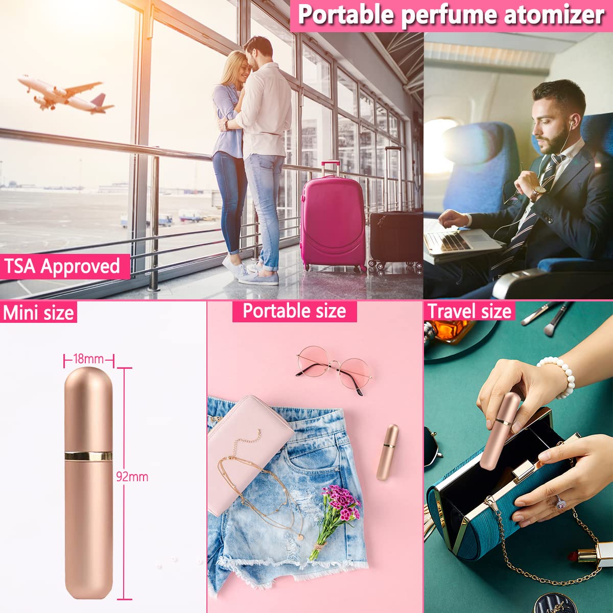 ANTOKX Travel Perfume Bottle Atomizer - 5ML Leakproof Pocket Sprayer for Men & Women, Black-1