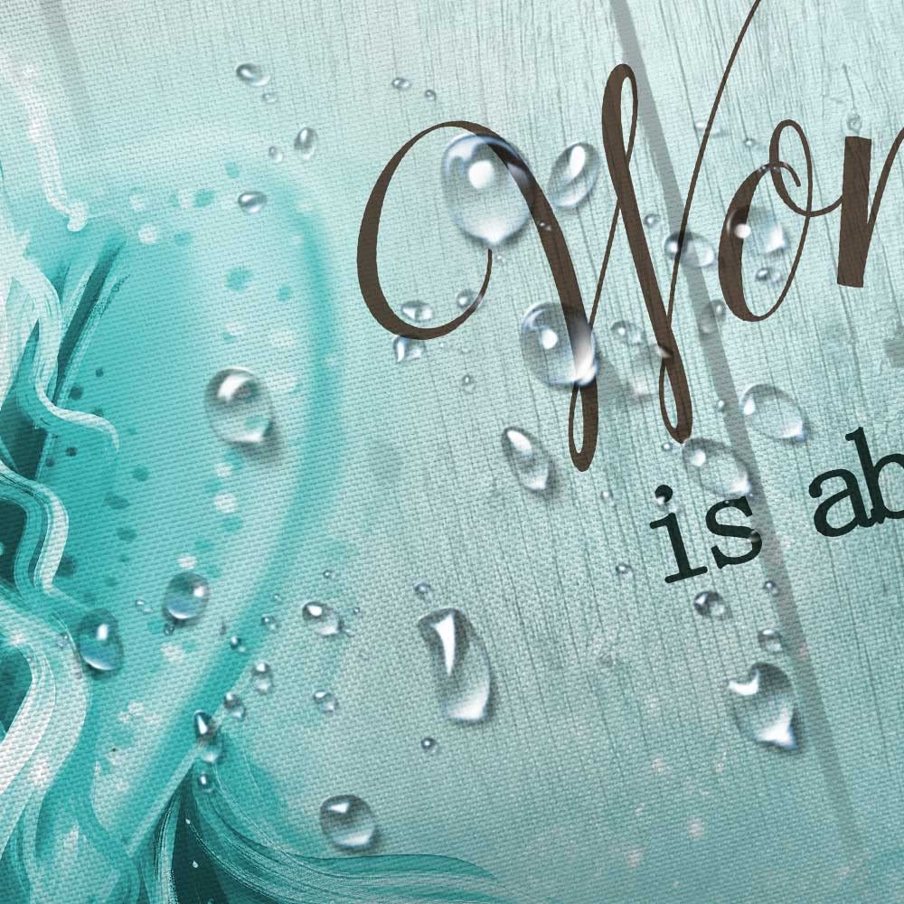 Teal Mermaid Shower Curtain, Mermaid Tail Quote Inspirational Fabric Shower Curtains Set For Little Girls Women Bathroom, Nautic