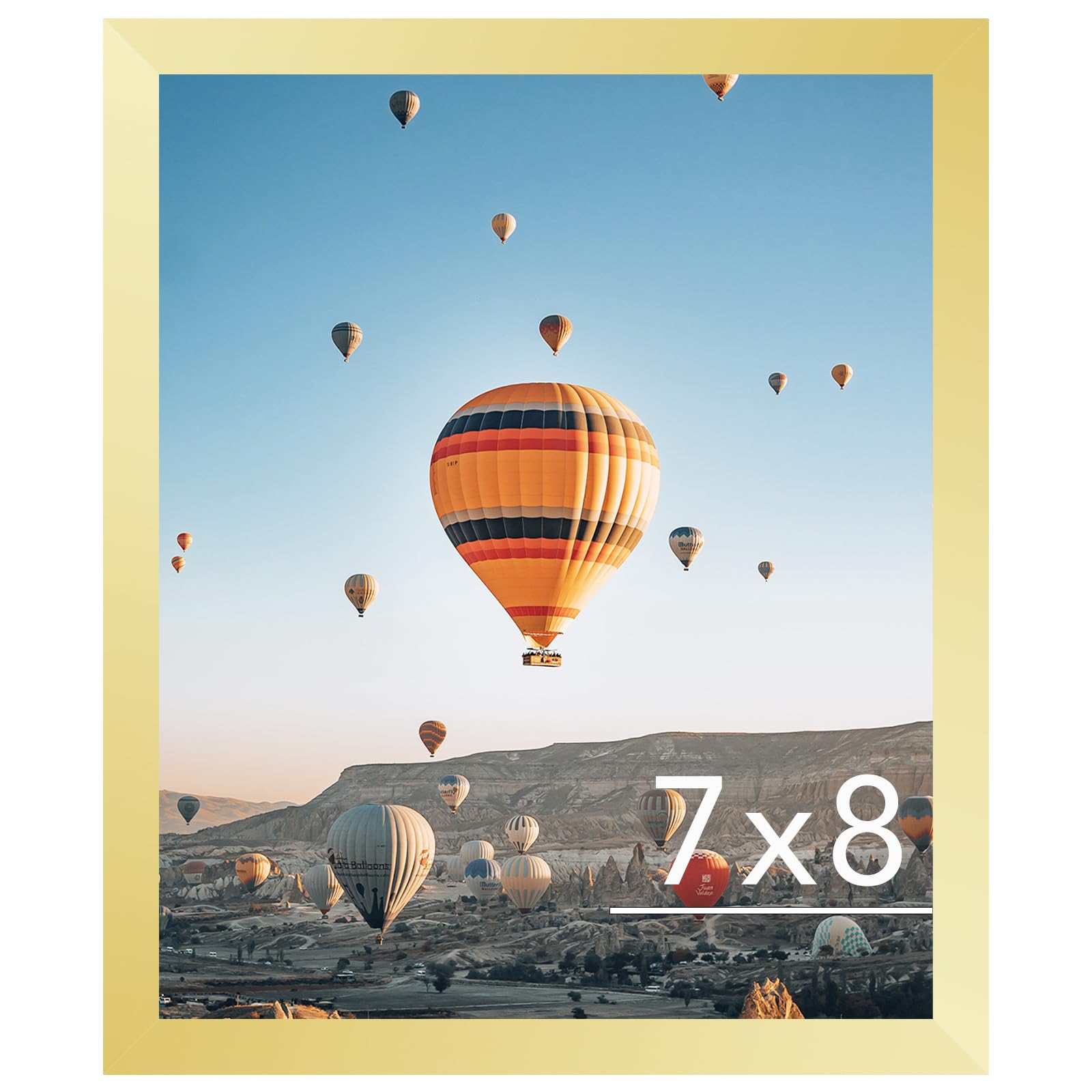 JCJMY 7x8 Picture Frame Gold for Wall Hanging or Tabletop, Wall Mounting Horizontally or Vertically, 7 x 8 Wall Gallery Poster P