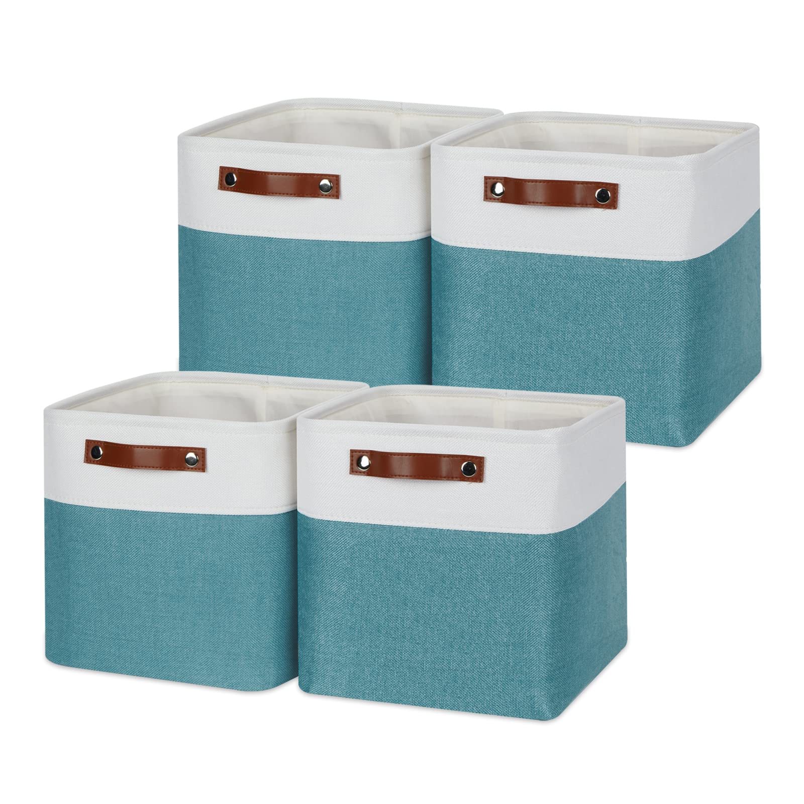 Temary 11 Inch Cube Storage Bins Cubes Storage Baskets 4 Pack Fabric Baskets For Gift Empty, Collapsable Fabric Storage Cubes Ba