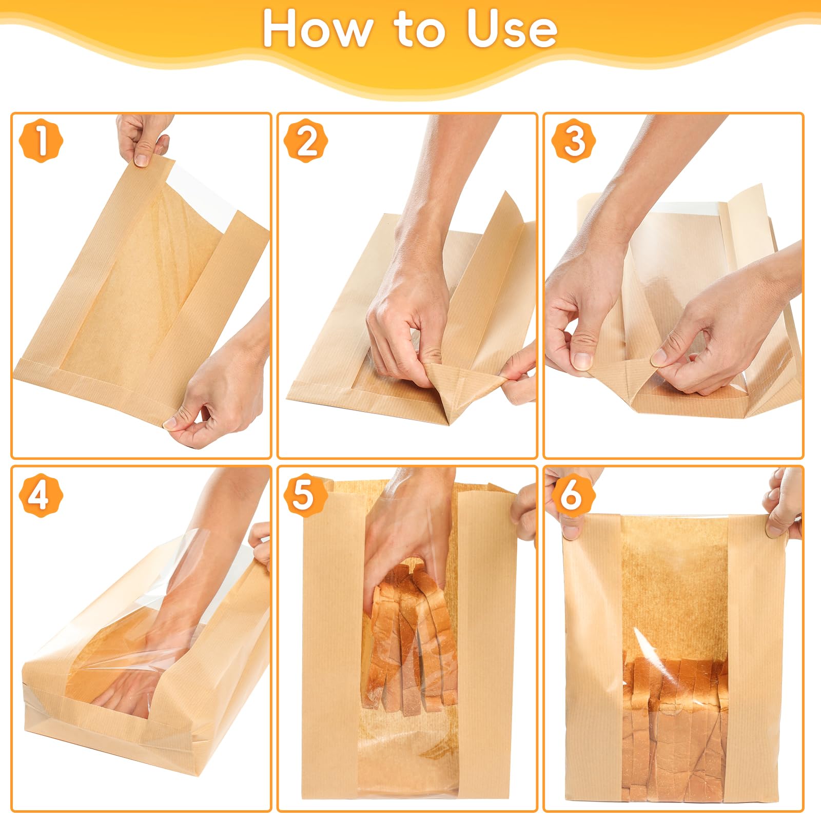 Funcoo 100 Pcs Paper Bread Bags For Home Bread Sourdough Bread Bakery Storage Bags With Window