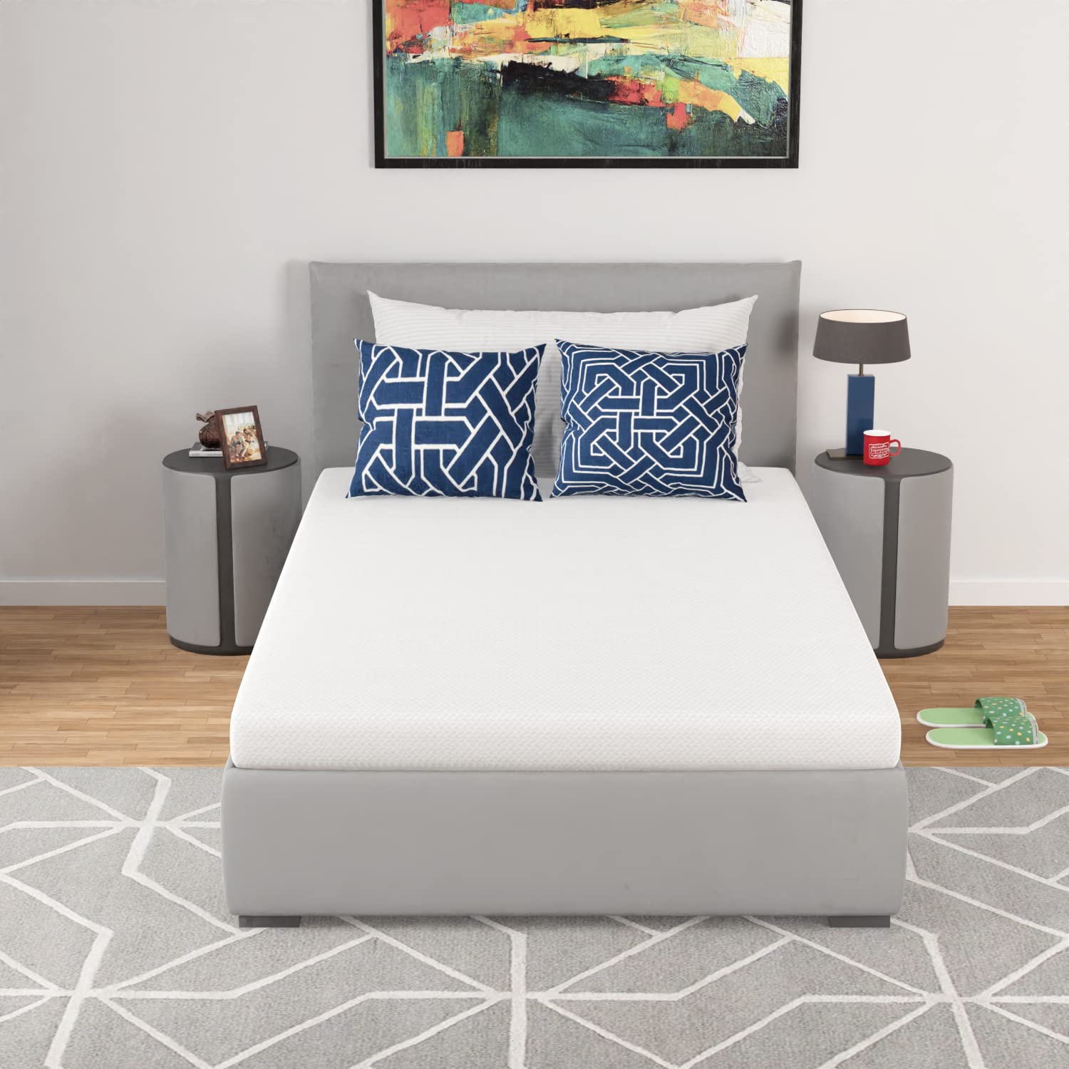 PayLessHere 5 Inch Green Tea Memory Foam Mattress Cooling Gel Infused Mattress Medium Firm Mattresses Fiberglass Free/CertiPUR-US Certified/Bed-in-a-Box/Pressure Relieving Twin Size White