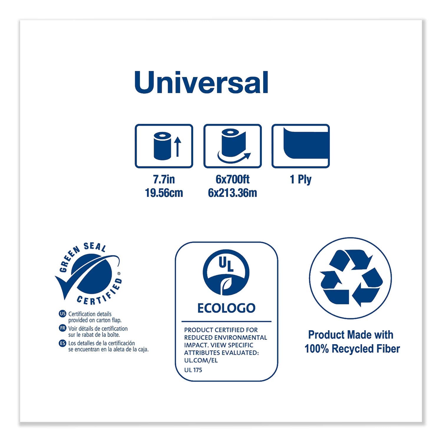 Tork 290088 Universal Single-Ply Hand Roll Towel, Natural, Pack Of 6