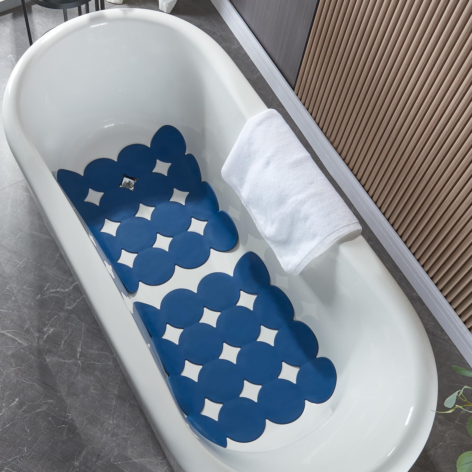 Webos Anti Slip Shower Mat: Natural Rubber Non Slip Bath Mat For Tub With Strong Suction Cups Bathtub & Tub Mats For Elderly And