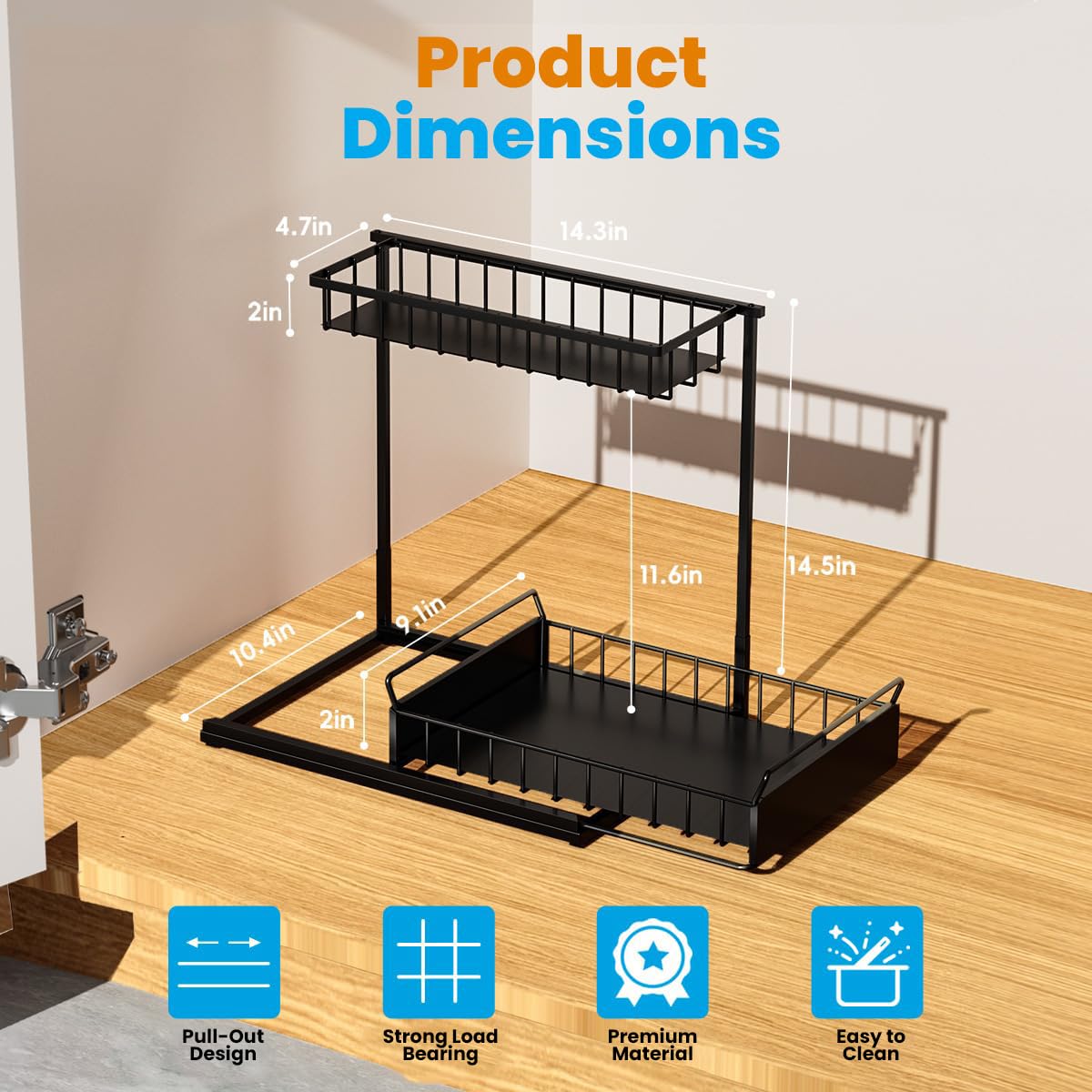 Under Sink Organizers And Storage, 2 Tier, L Shaped, Pull Out Sliding, Adjustable Under Sink Organizer For Kitchen Bathroom Cabi