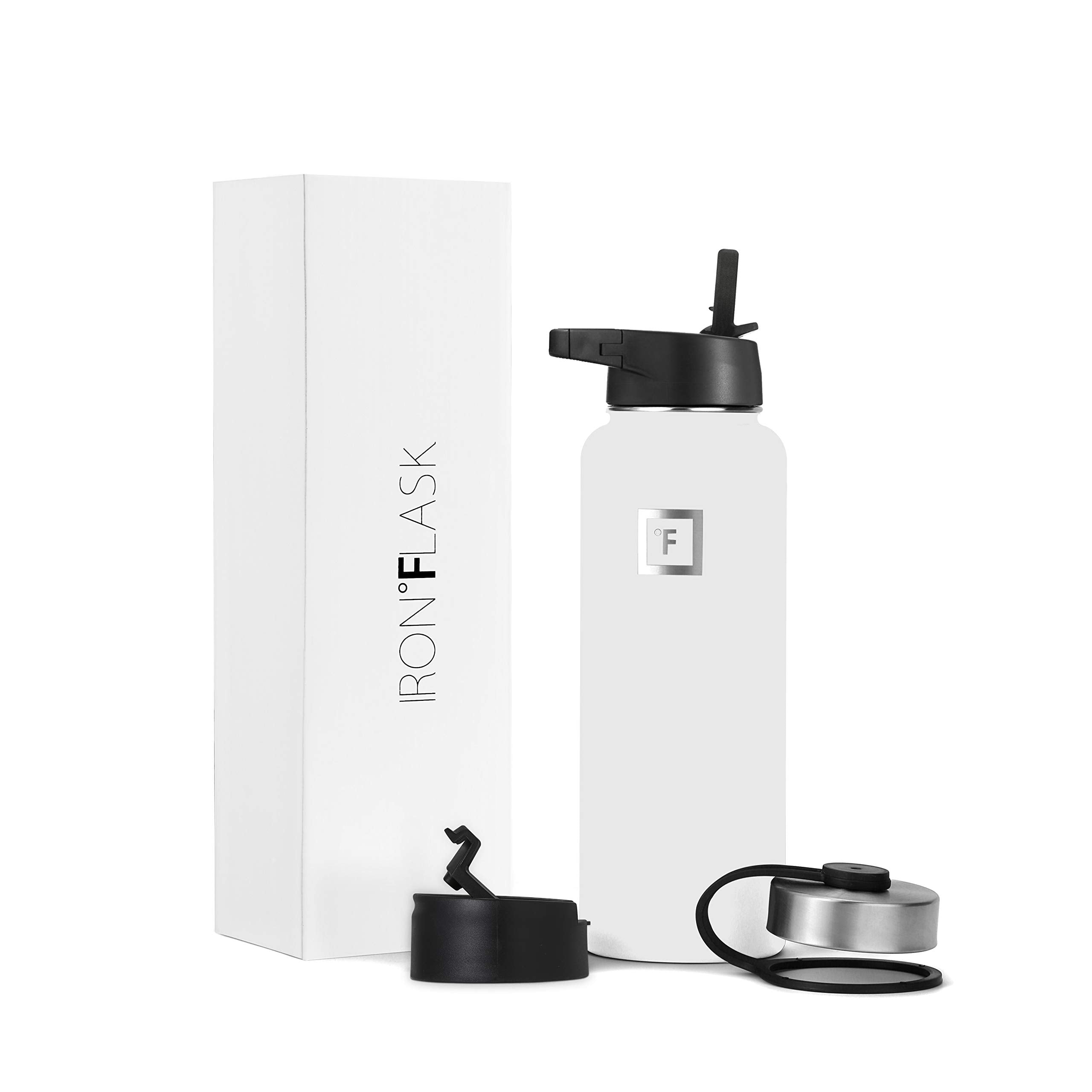 Iron Flask Sports Water Bottle - 40 Oz, 3 Lids (Straw Lid), Leak Proof, Vacuum Insulated Stainless Steel, Double Walled, Thermo