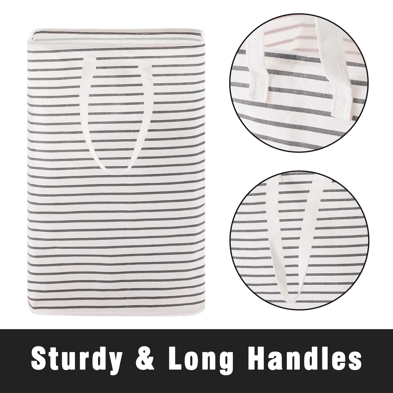 72L Large Collapsible Laundry Basket, Freestanding Clothes Hamper With Easy Carry Long Handles, Waterproof Washing Bag For Bedro