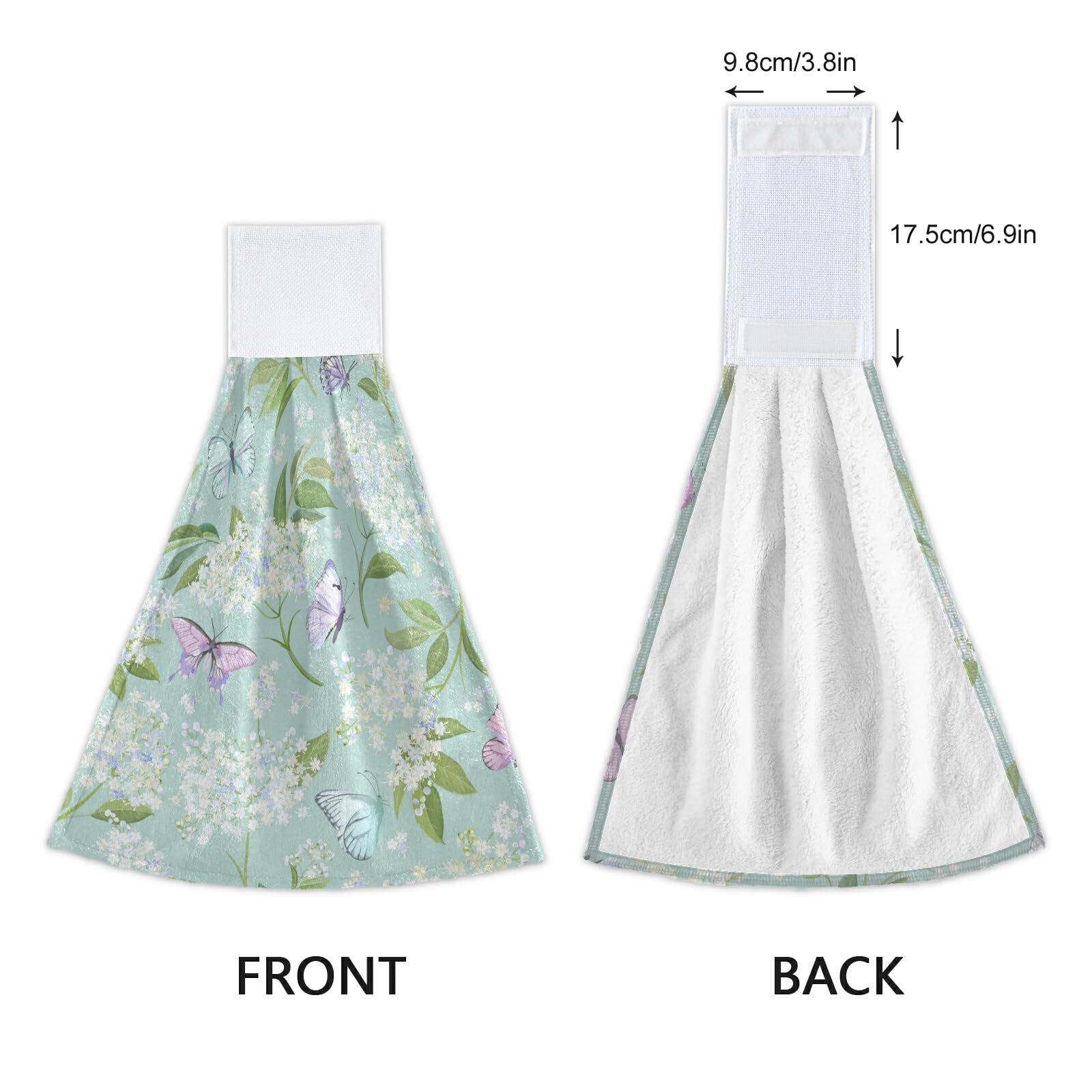 Boccsty Spring Elderflower Butterflies Hanging Kitchen Towels 2 Pieces Floral Background Hand Bath Yowels Dish Towels Tie Towel