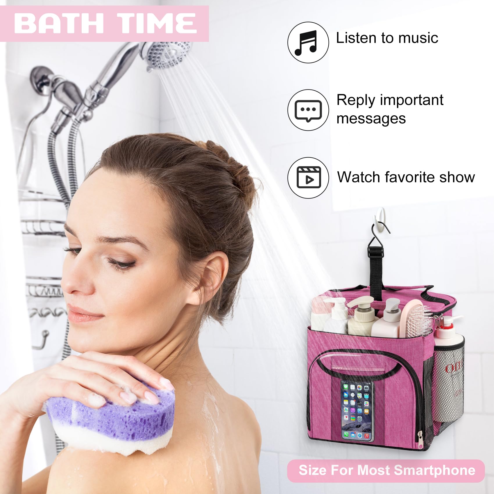 Attmu Large Capacity Portable Shower Caddy For College Dorm Room Essentials, Separate Compartment Shower Caddy Dorm Hanging Toil