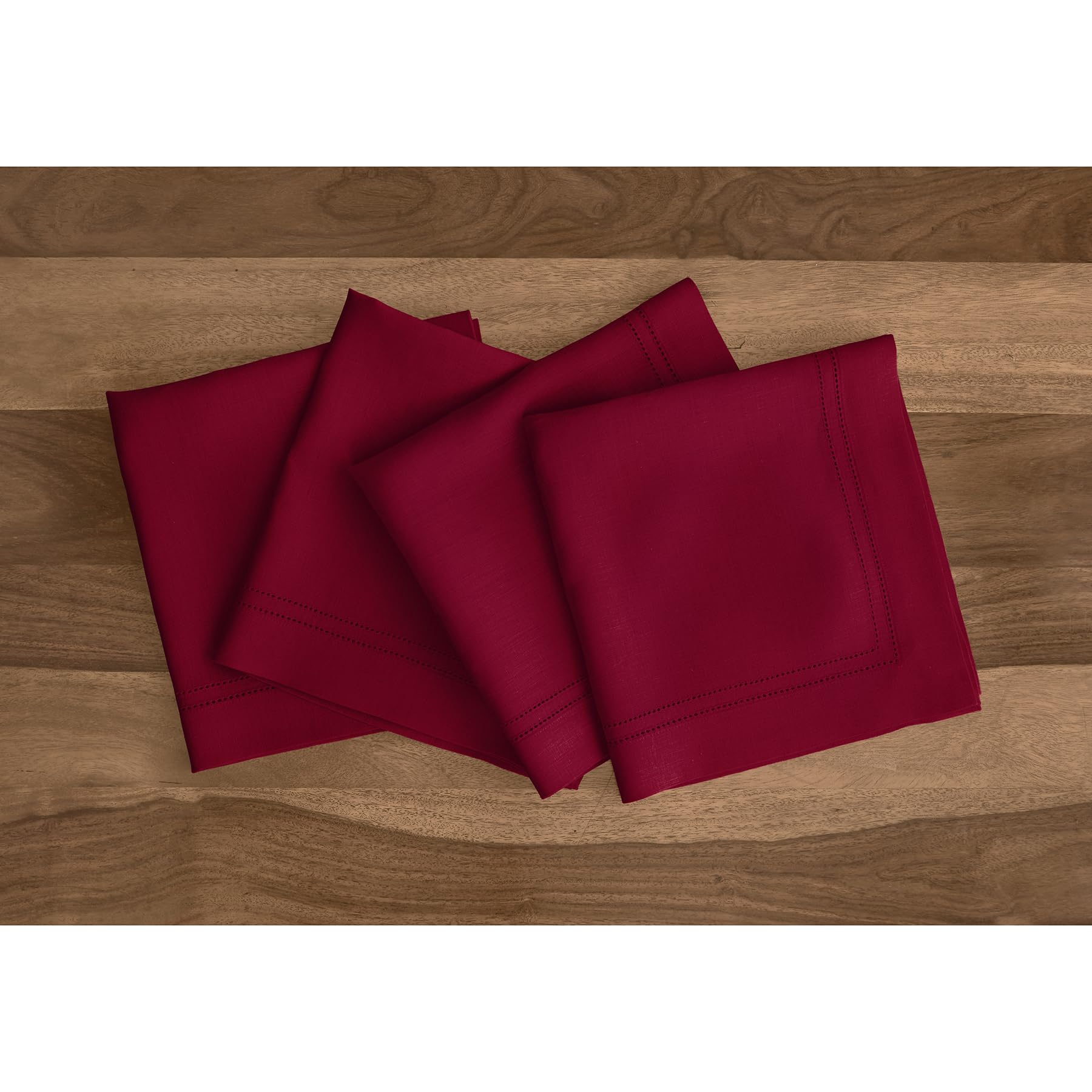 Solino Home Linen Dinner Napkins 20 X 20 Inch - 100% Pure Linen Red Cloth Napkins Set Of 4 For Spring, Easter - Linen Double Hem