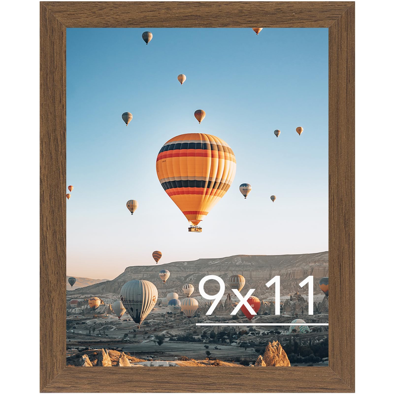 JCJMY 9x11 Picture Frame Brown for Wall Hanging or Tabletop, Wall Mounting Horizontally or Vertically, 9 x 11 Wall Gallery Poste