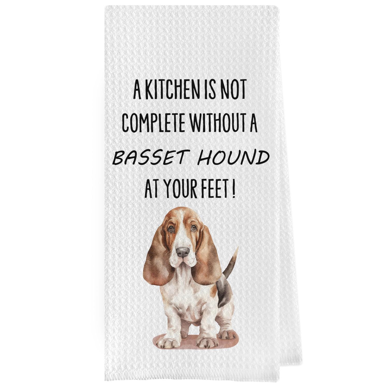 Geqtt Basset Hound Dish Towels - Funny Basset Hound Decorative Waffle Weave Kitchen Towels, Basset Hound Hand Tea Towels, Basset