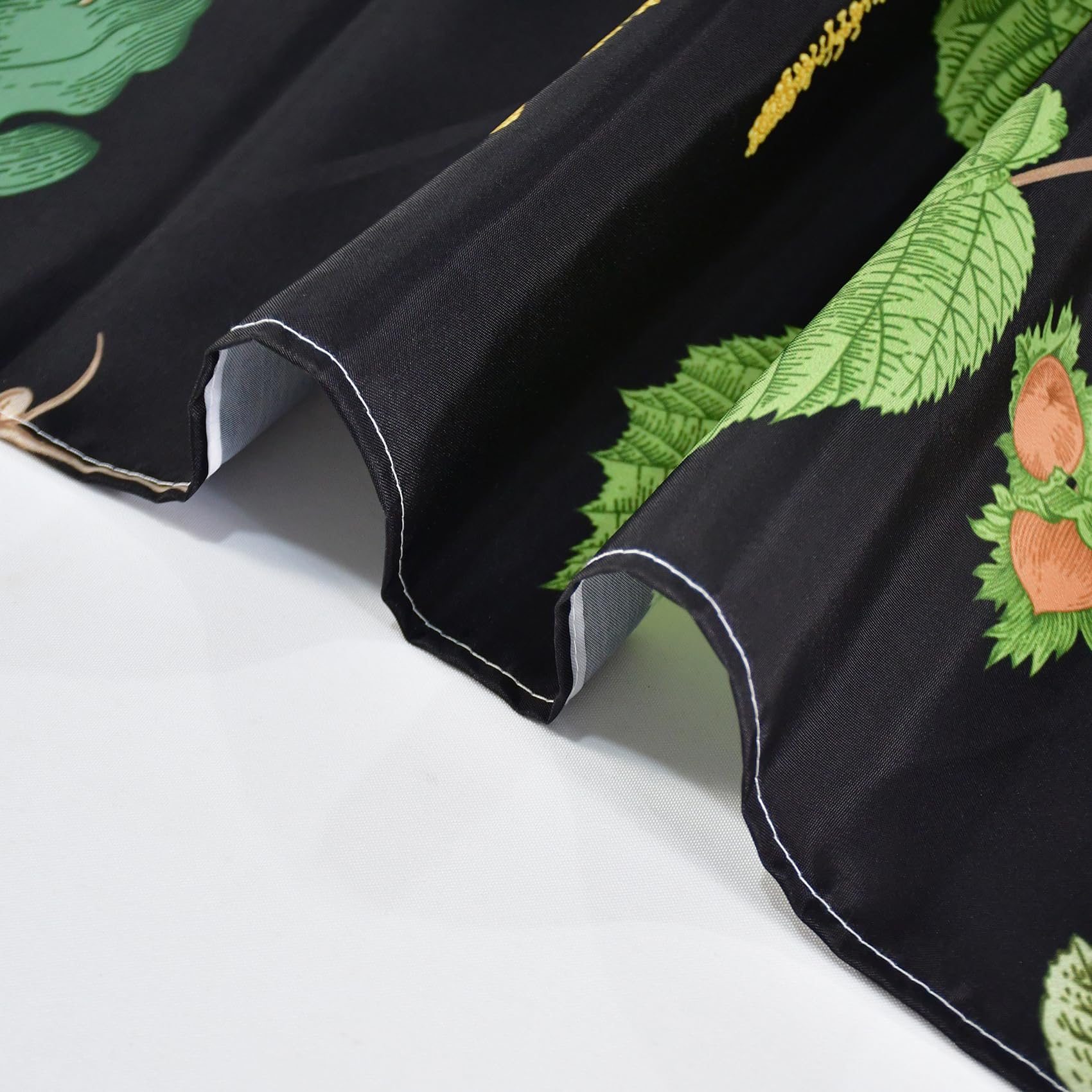 Yanutan Birds With Green Plants Shower Curtain, Animals Green Leaves Black Shower Curtain Set For Bathroom, Lively Birds Fabric