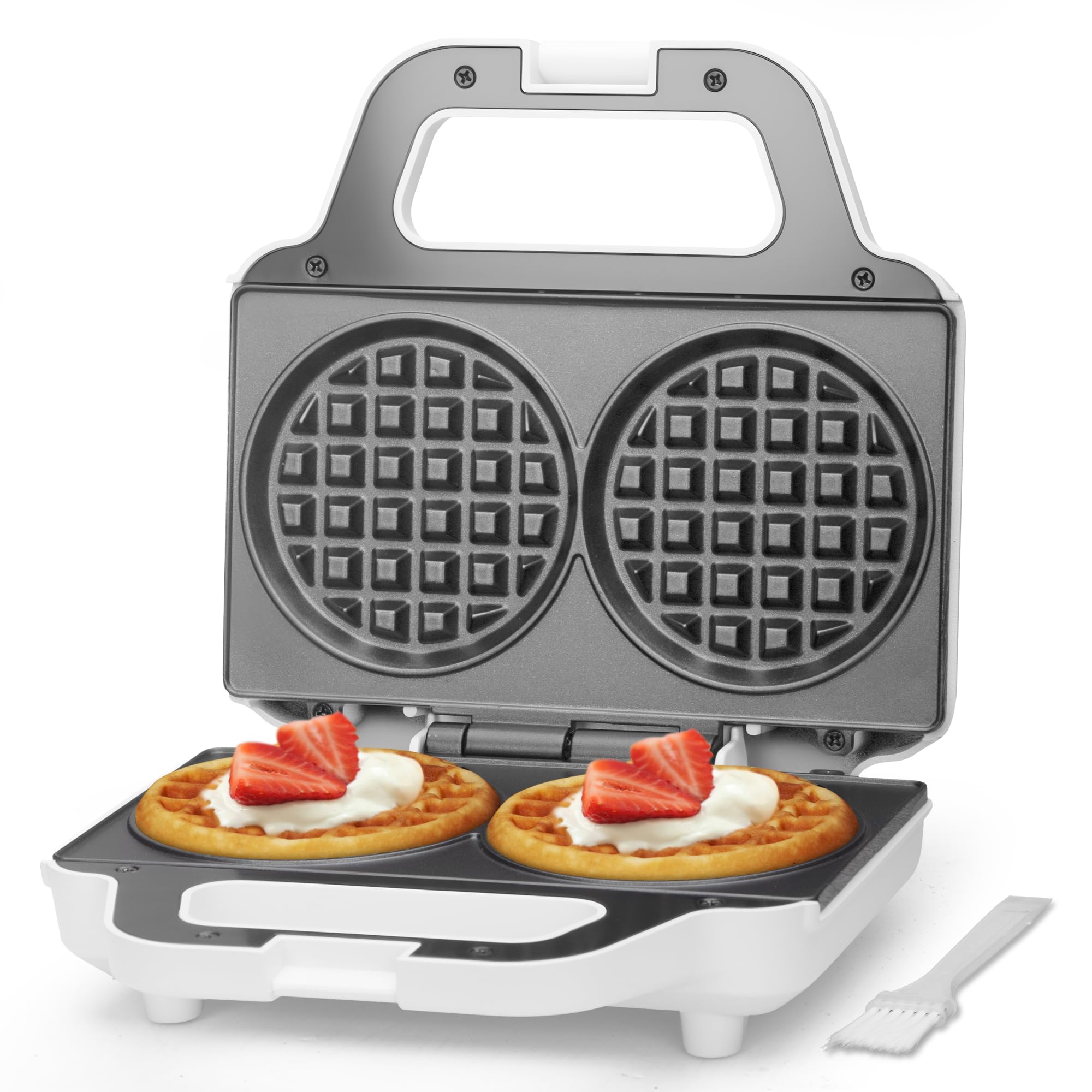 SugarWhisk 4 Inch Double Mini Waffle Maker Machine, Chaffle Maker, Waflera Electrica, Small Waffle Iron for Waffles, Keto Chaffl