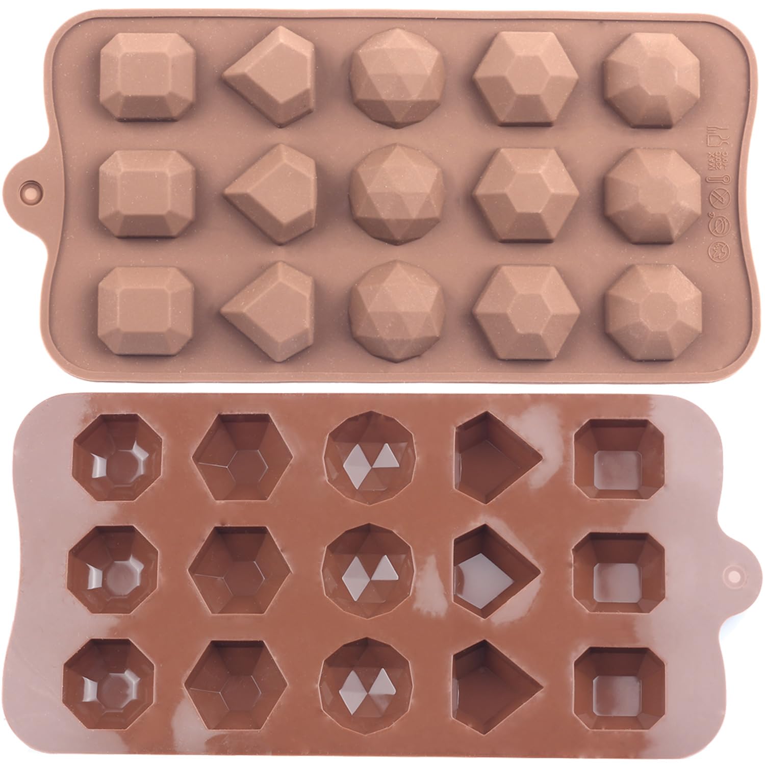 EPYHREHM 15 Cavity Diamond Silicone Chocolate Molds Set Of 2