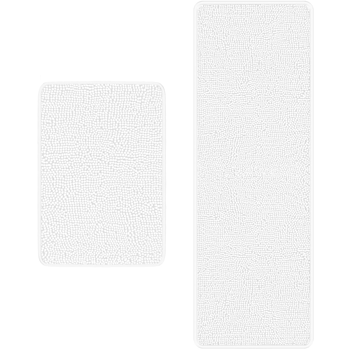 Yeaban White Bathroom Rugs Sets 2 Piece - Thick Chenille Bath Mats | Absorbent And Washable Bath Rug Non-Slip, Plush And Soft Ru