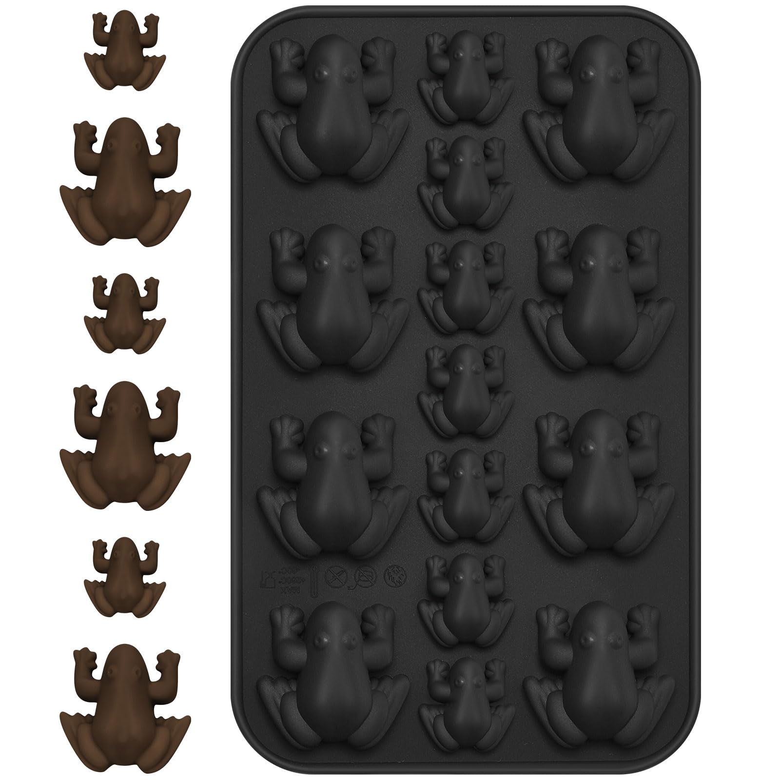 Domensi 12 Cavity Silicone Chocolate Frog Mold Candy Ice Tray,Black