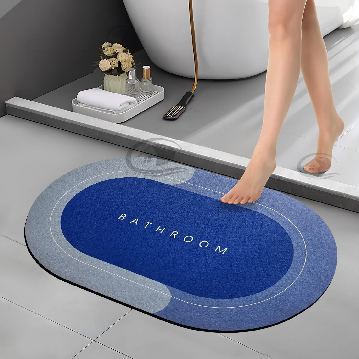 Canway 1Pc 3.5Mm Quick-Dry Anti-Skid Bathroom Mat | Quick Absorbent Rubber Floor Mat For Bathroom & Doormat | Water Soaking Bath
