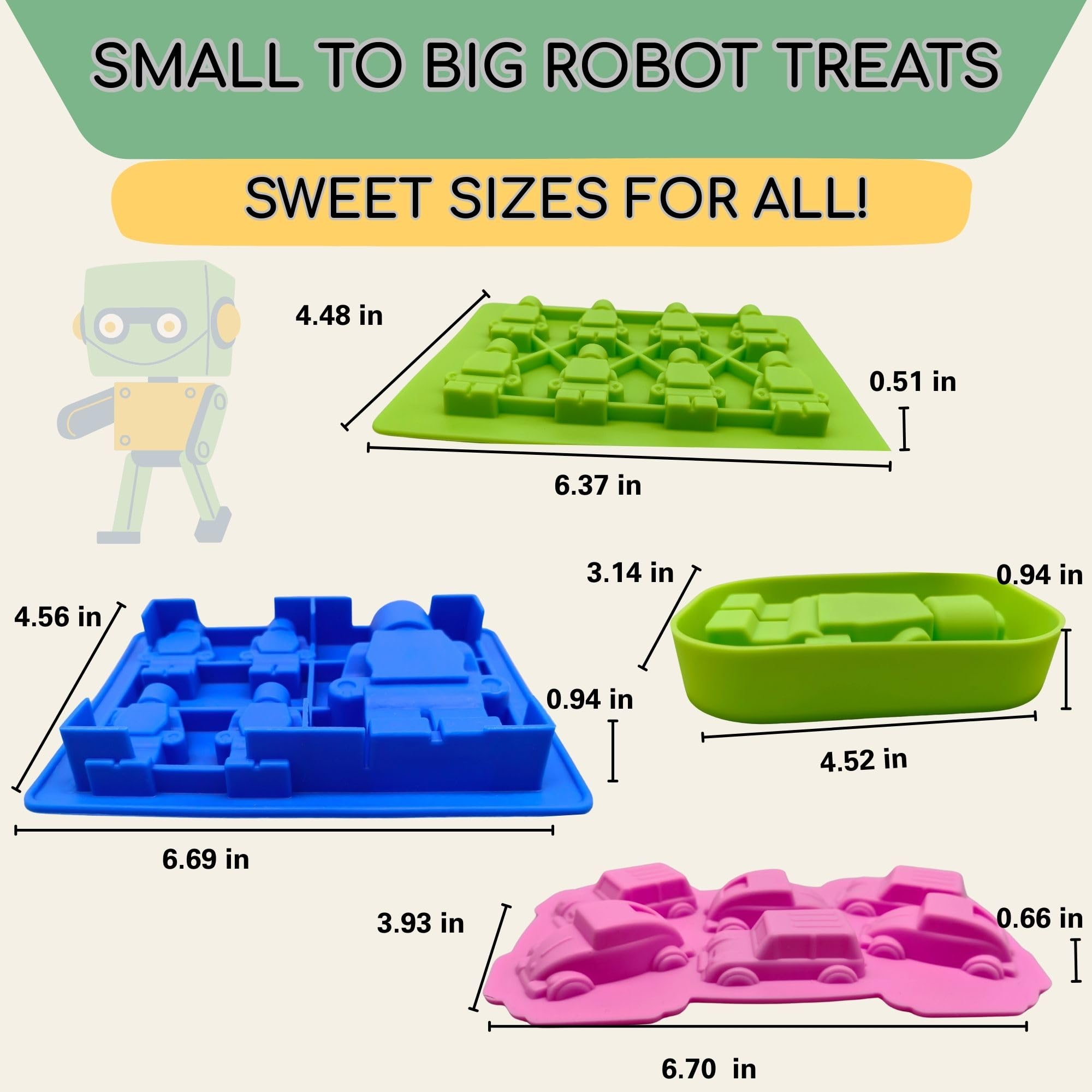 Nuoda Chocolate Candy Silicone Mold  Building Blocks Ice Tray  Robots and Cars Fondant Mold with Children Party Drawstring Gift Bag-Easy to Use and Clean