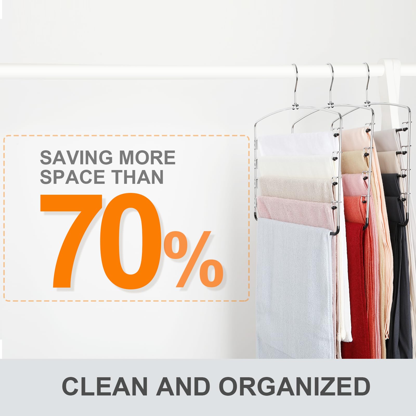 Topia Hanger Pant Hangers 3 Pack Hanger Space Saving Non Slip 5 Tier Swing Arm Pants Space Saving Hanger Closet Organizer For Pa