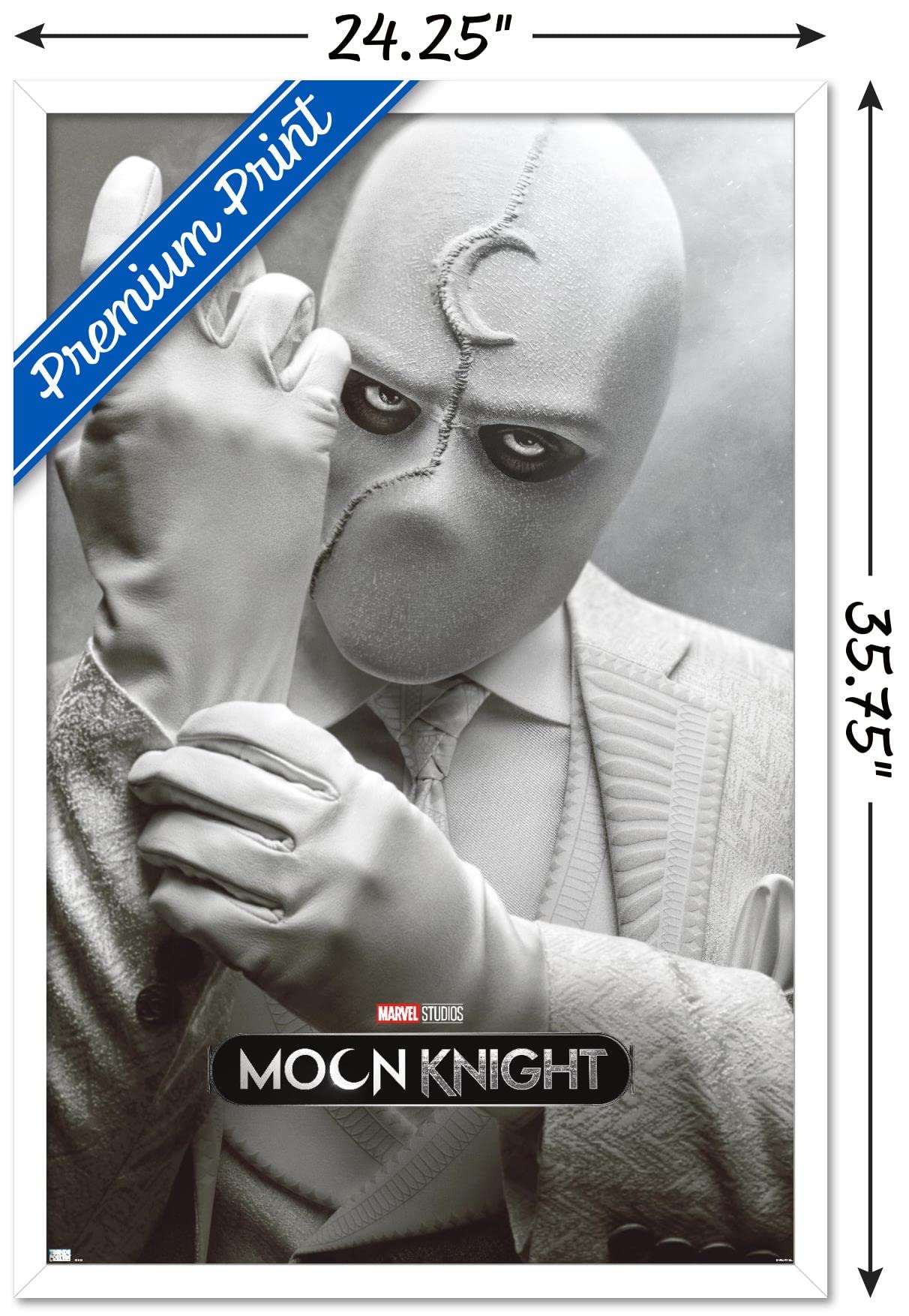 Trends International Marvel Moon Knight - Mr. Knight One Sheet Wall Poster, 22.375'' X 34'', White Framed Version