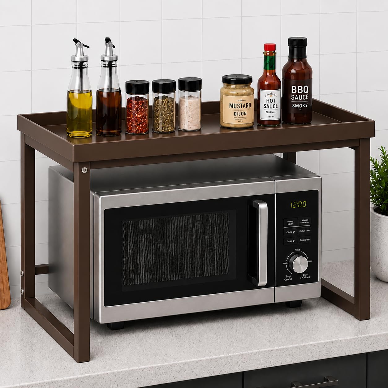 Ogfc 67105 Metal Spice Storage Stand, Microwave Stand For Kitchen/Pantry; Condiments, Kitchen Space Stand For Daily Essentials, 