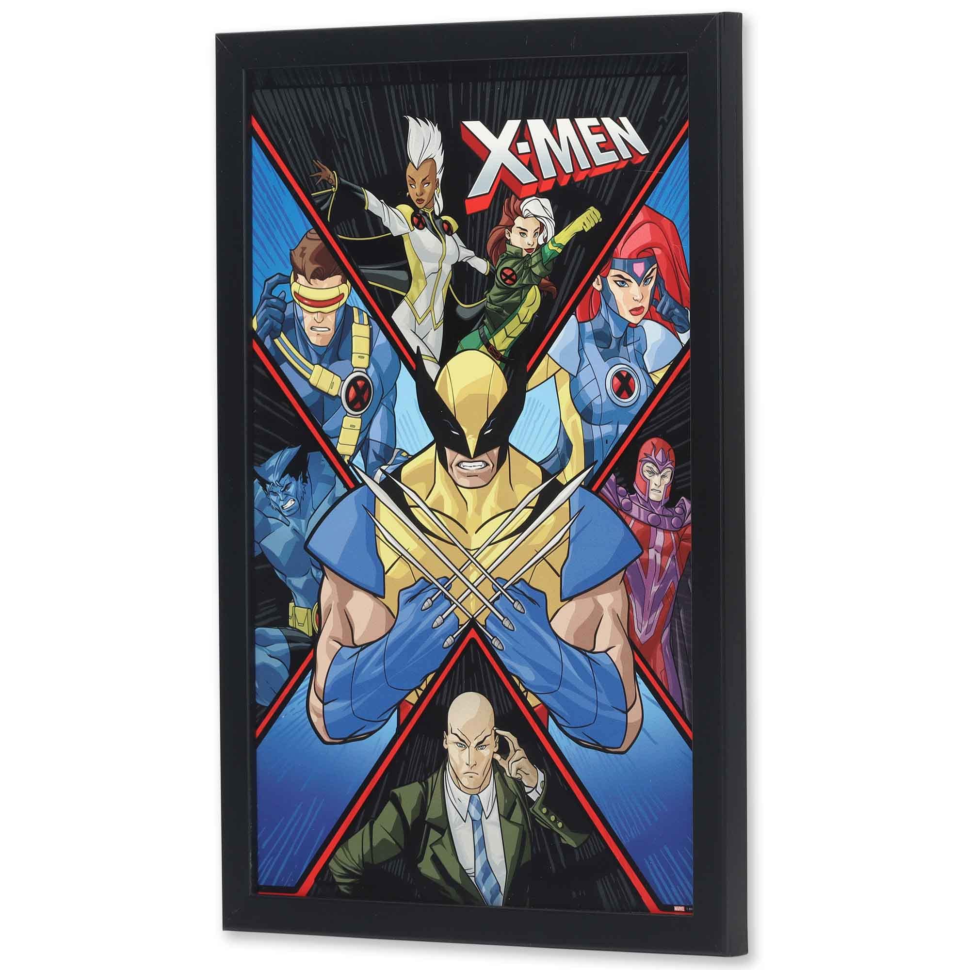 Marvel X-Men Wall Art - Framed Superhero X-Men Picture Featuring Wolverine, Cyclops, Storm, Beast And More