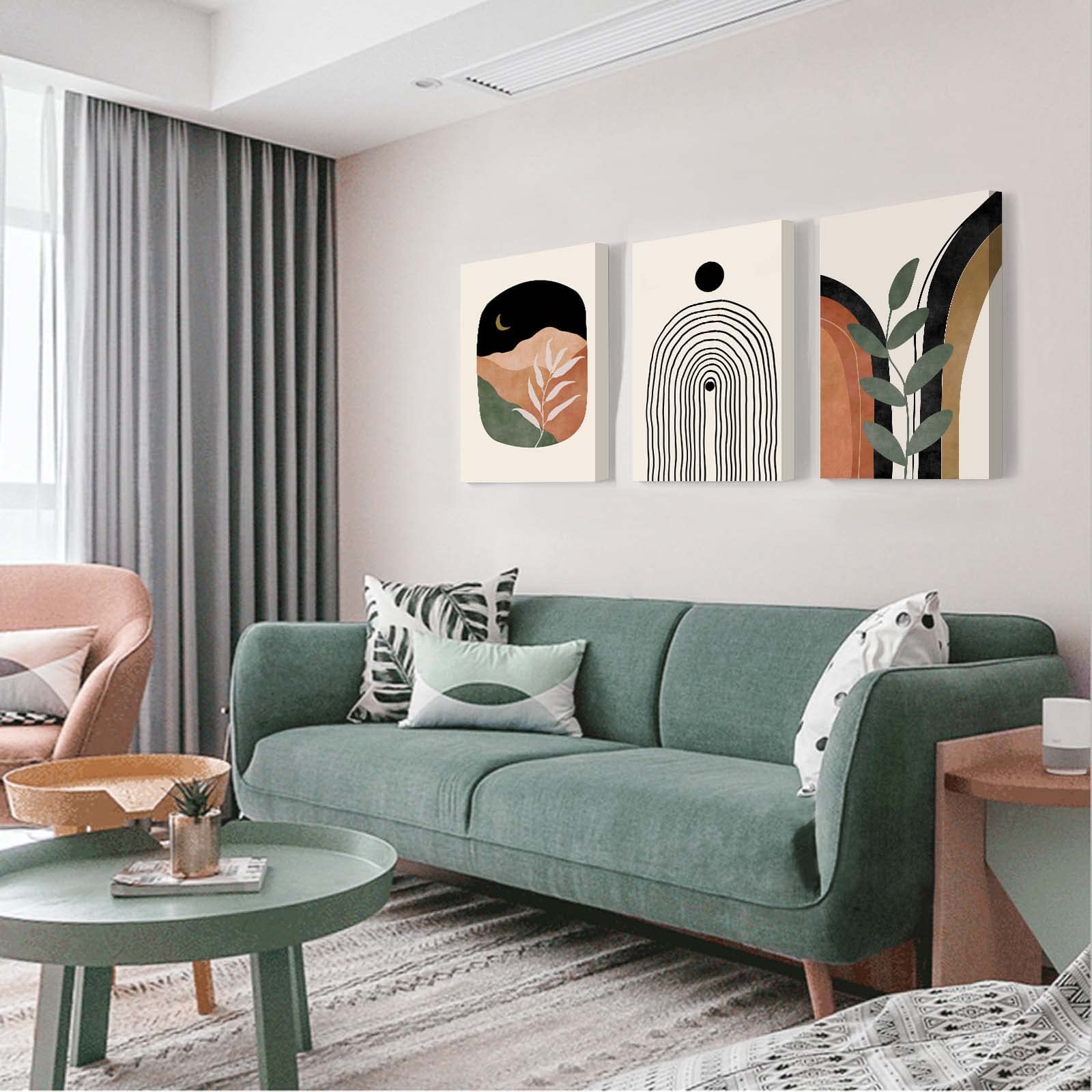 Boho Wall Art Prints Set Of 3, Boho Wall Decor, Neutral Abstract Geometric Prints Canvas Artwork Prints For Bedroom Bathroom Liv