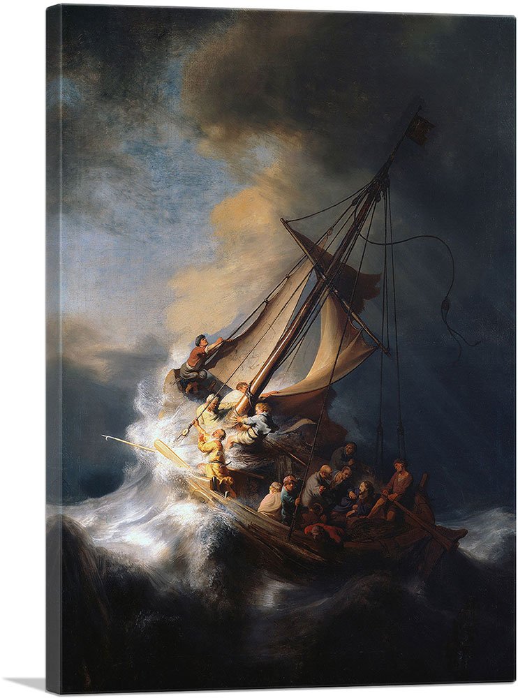 Artcanvas Christ In The Storm On The Sea Of Galilee 1633 Canvas Art Print Stretched Framed Painting Picture Poster Giclee Wall D