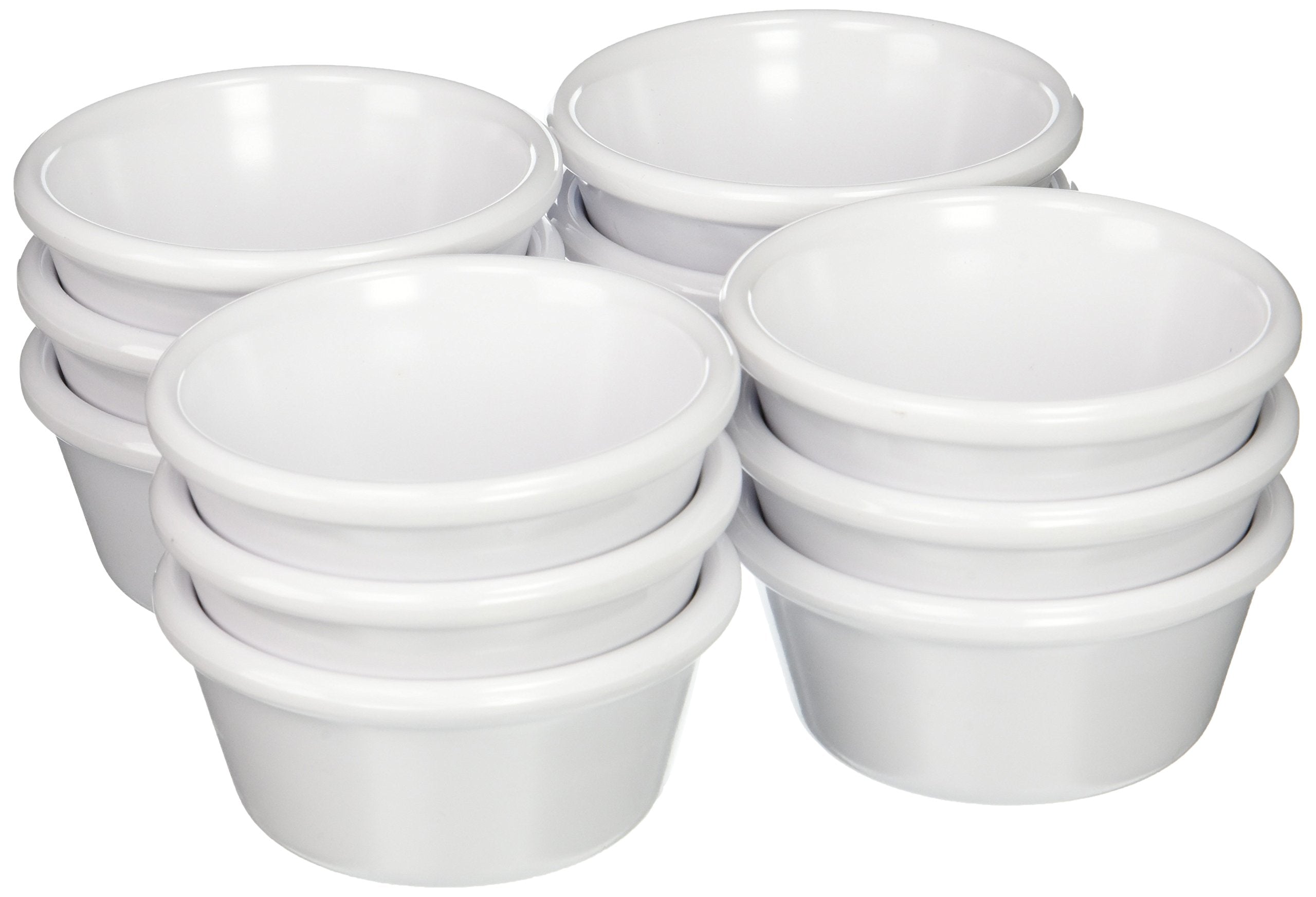 Winco Commercial-Grade Plastic Ramekin/Dipping Sauce Cup, Smooth, 6 Ounce, White (12 Pack)
