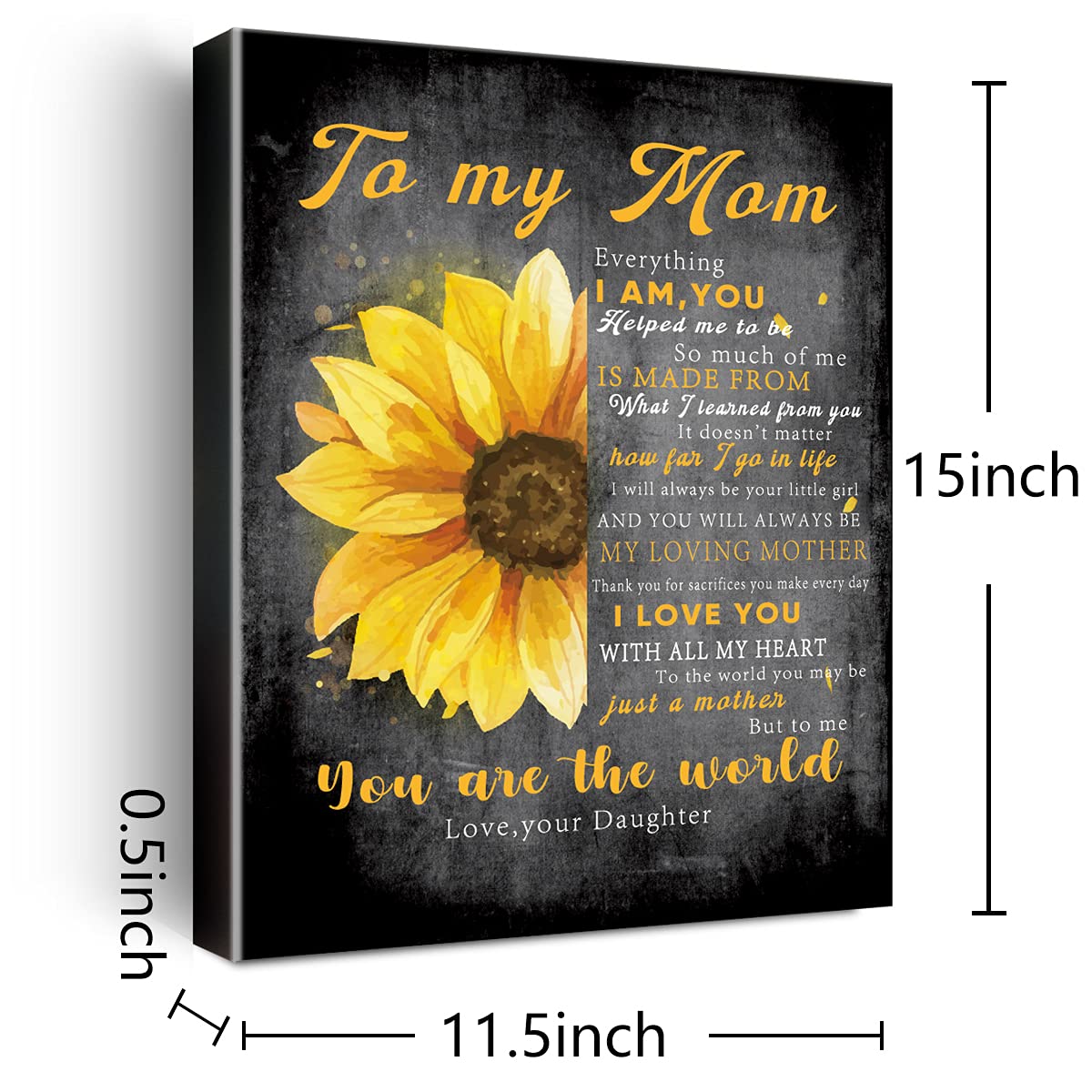 Wailozco Gifts For Mom -Hangable Canvas Poem Prints Framed Poster Wall Art For Mom From Daughter-Meaningful Mom Gifts,Mom Home B