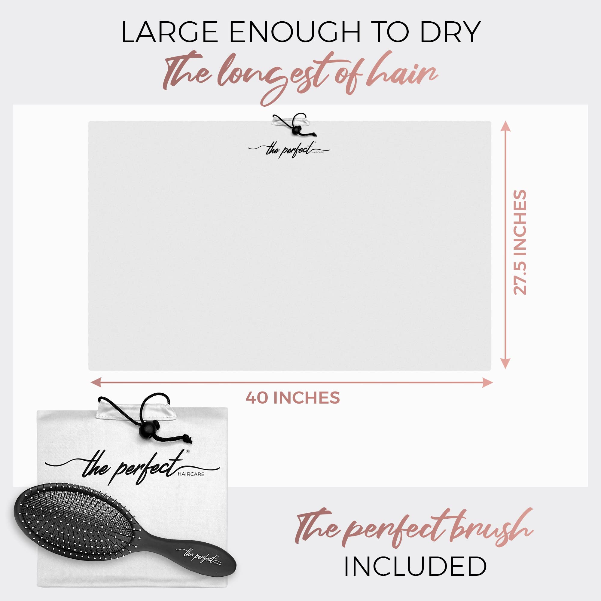 THE PERFECT HAIRCARE Microfiber Curly Hair Towel Wrap with Wet/Dry Brush - Fast Drying and Gentle Detangling for Women, Girls, K