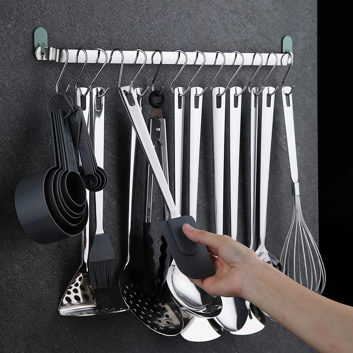 Kyraton 37-Piece Stainless Steel Cooking Utensils Set, Non-Stick, Heat Resistant, Silver, Model KT280.S37
