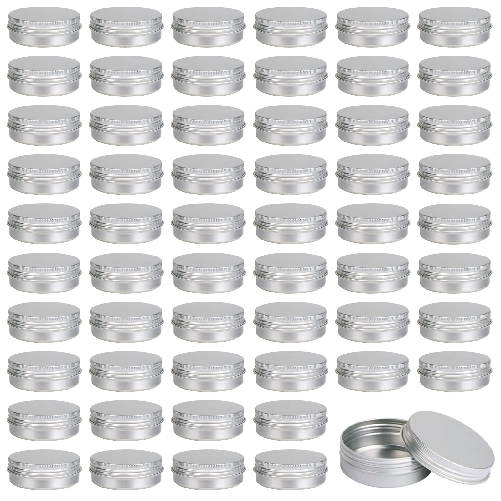 Moretoes 60 Pack Tins, 2Oz Metal Round Tins, Aluminum Tin Cans Containers With Screw Lid For Lotion Bars, Balms, Salve, Spices O