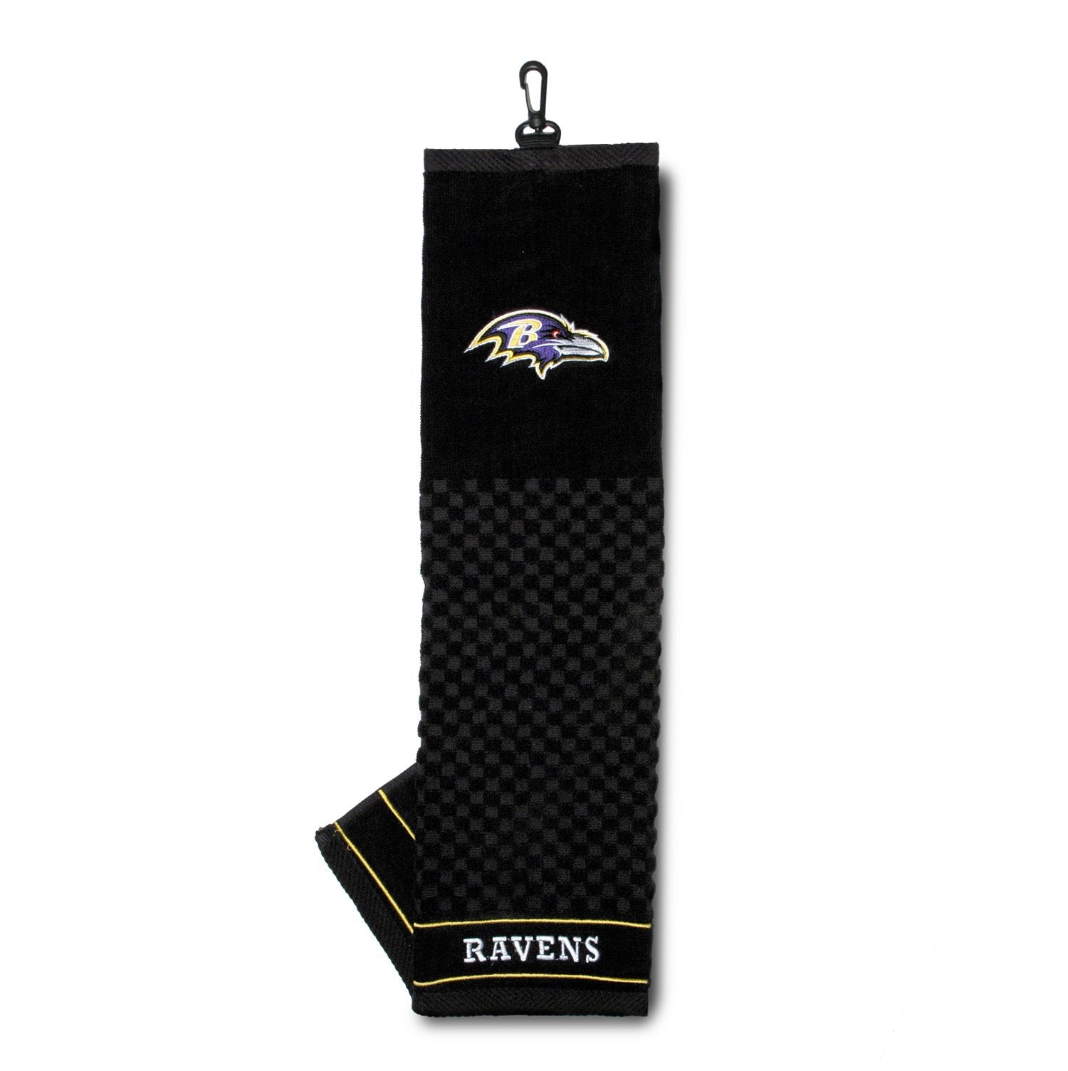 Team Golf NFL Baltimore Ravens Embroidered Golf Towel Embroidered Golf Towel, Checkered Scrubber Design, Embroidered Logo