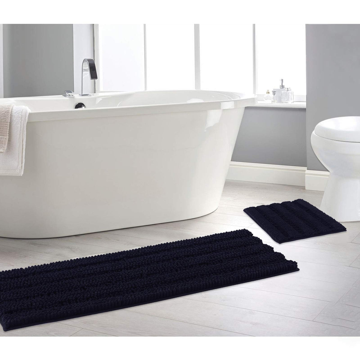 Nicetown Halloween Black Bathroom Floor Mats, Anti-Slip Bath Mats (20 X 32 Plus 47 X 17 - Inches)